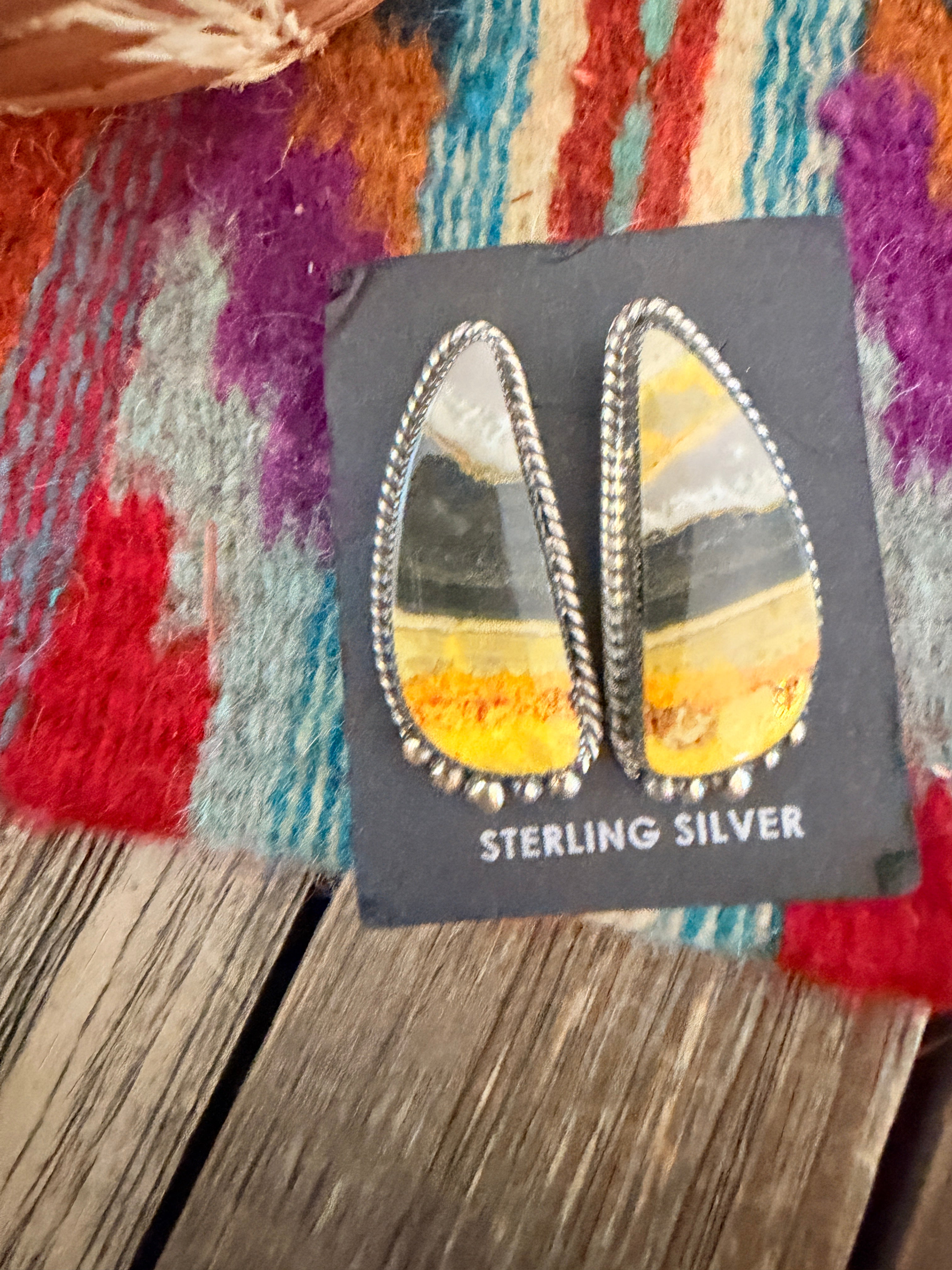 Handcrafted Bumblebee & Sterling Silver Post Earrings