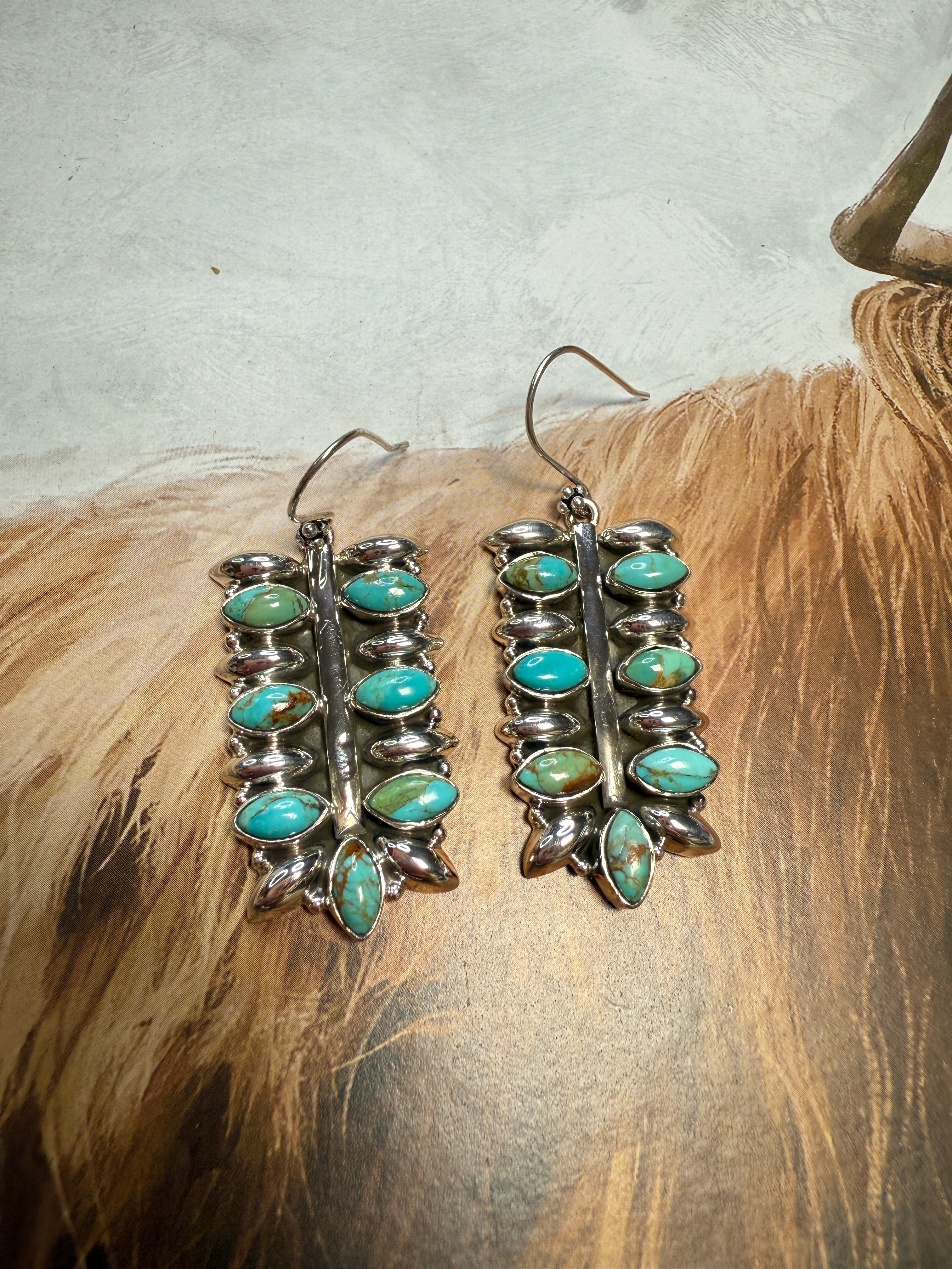 Handmade Turquoise and Sterling Silver Handmade Hook Dangles