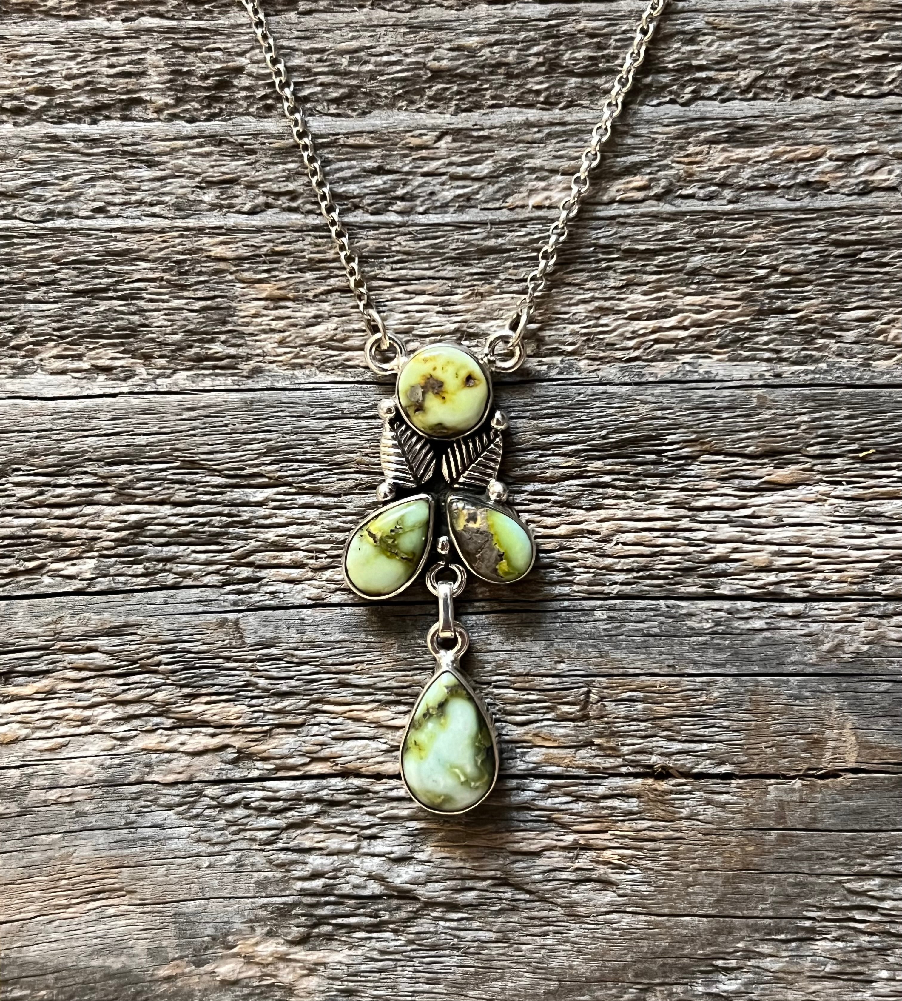 Handmade Palomino Turquoise Tear Drop Sterling Silver Necklace