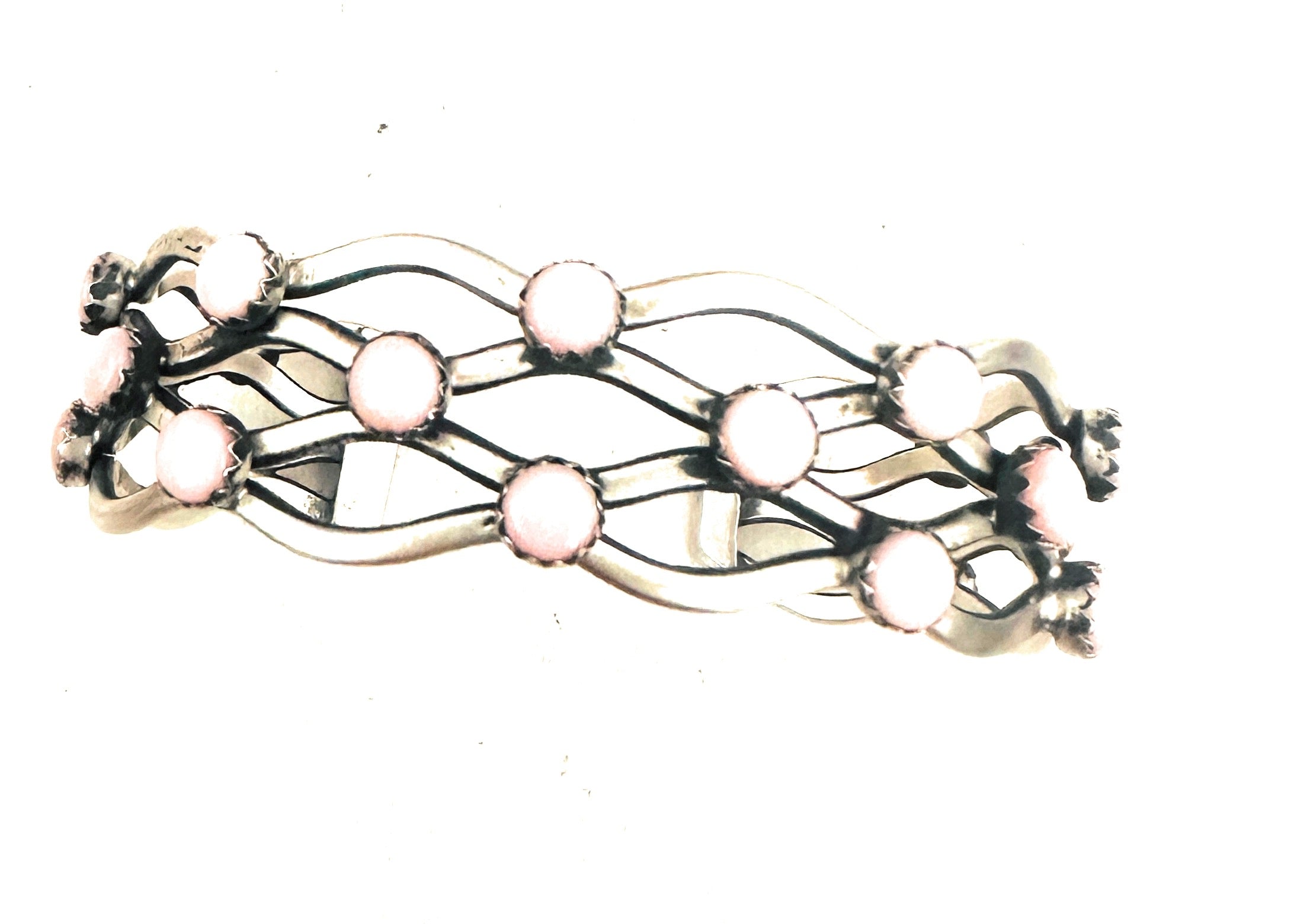 Queen Pink Conch Shell & Sterling Silver Cuff Bracelet