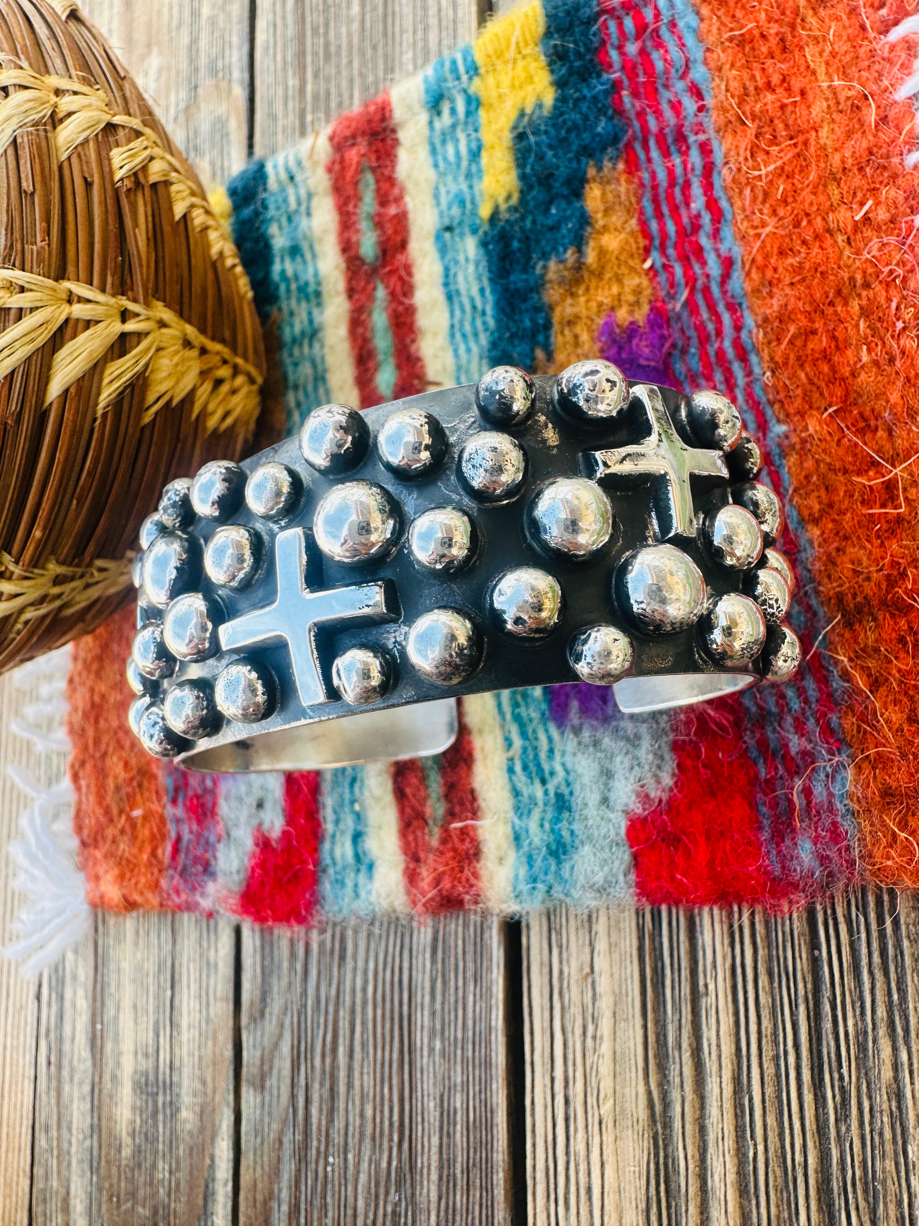 Handcrafted Sterling Silver Cross Cuff Bracelet By Chimney Butte