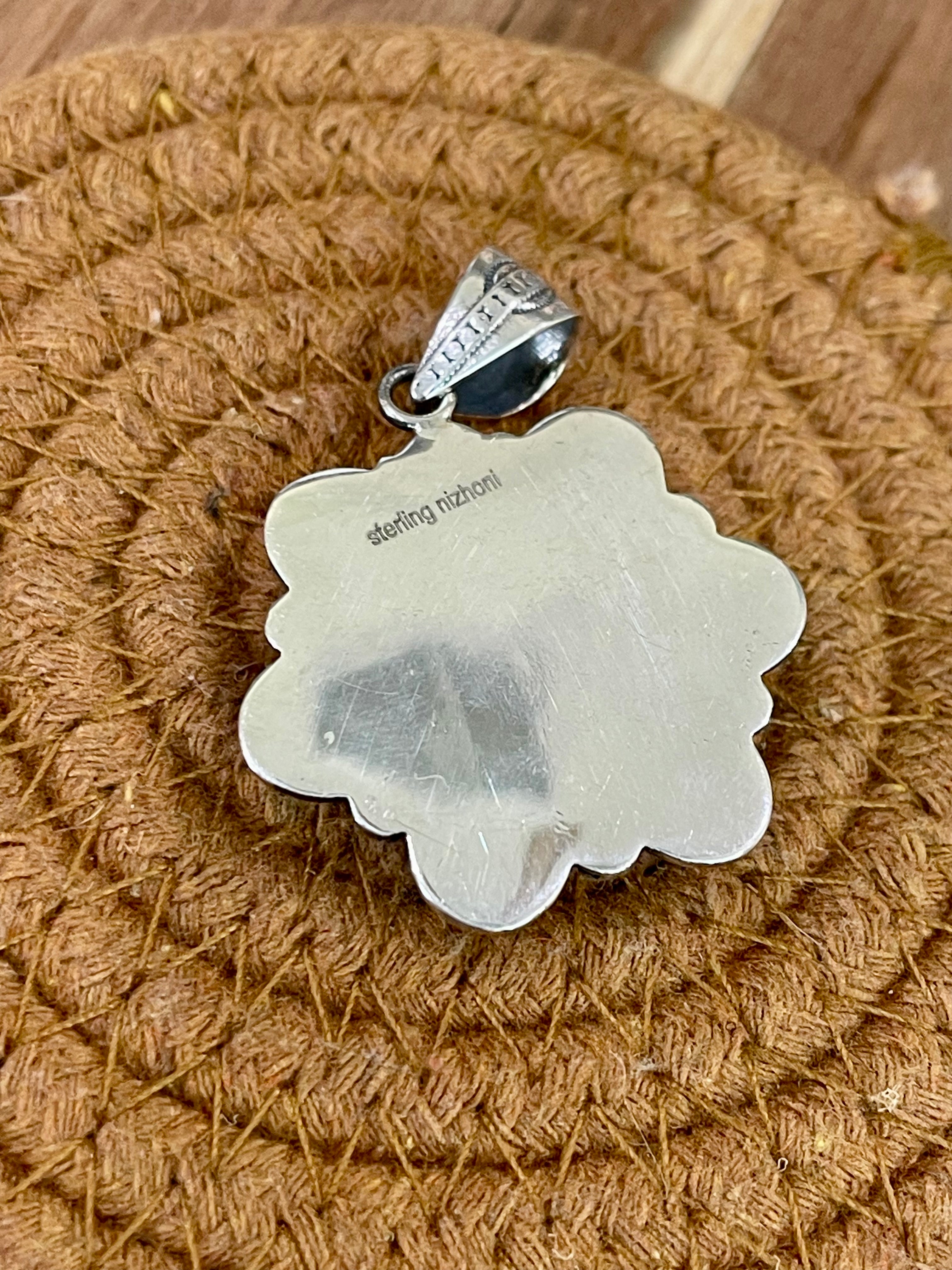 Handcrafted Sterling Silver & Number 8 Turquoise Pendant