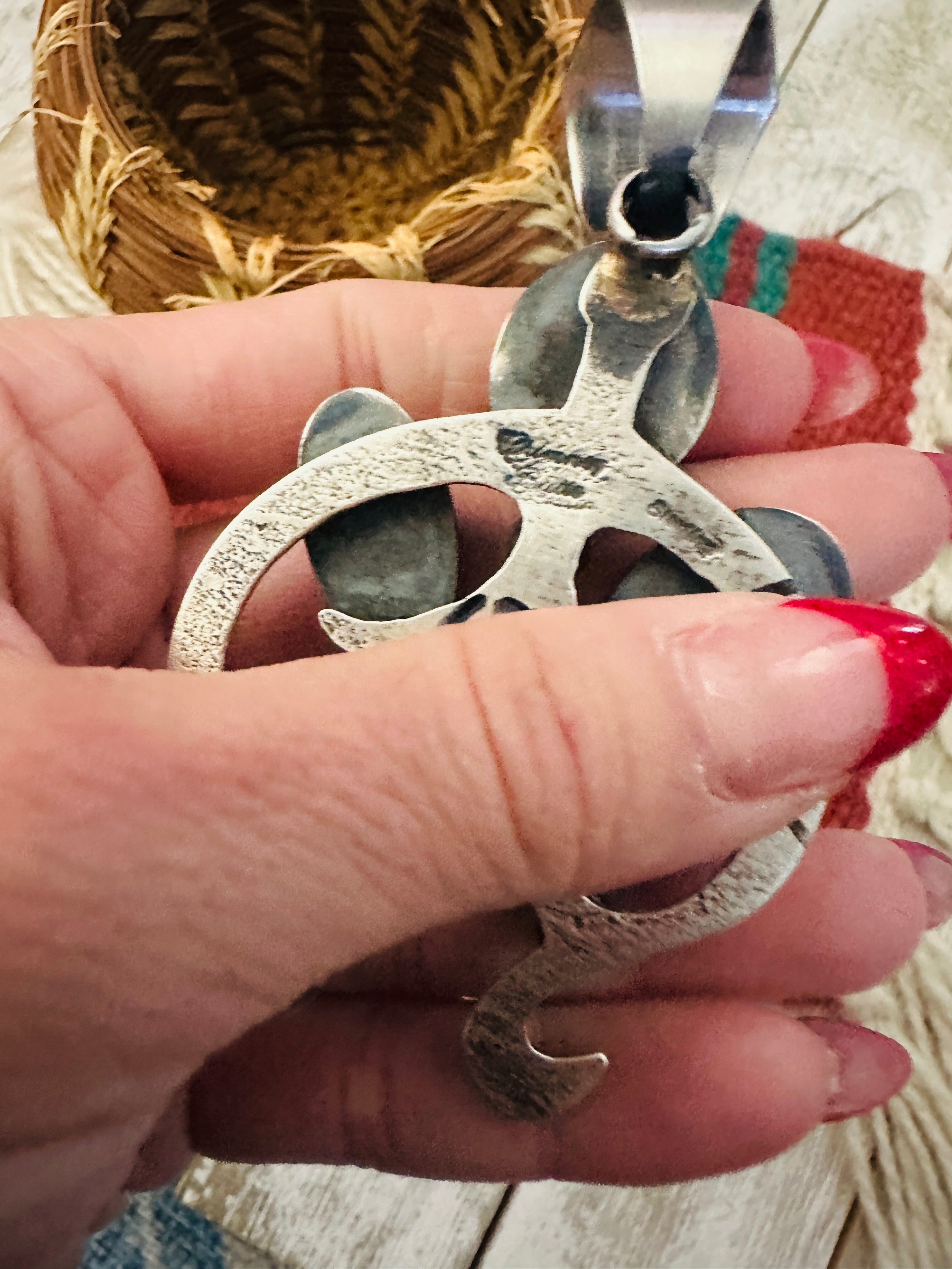 Handcrafted Sterling Silver & Palomino Turquoise Naja Pendant by Chimney Butte