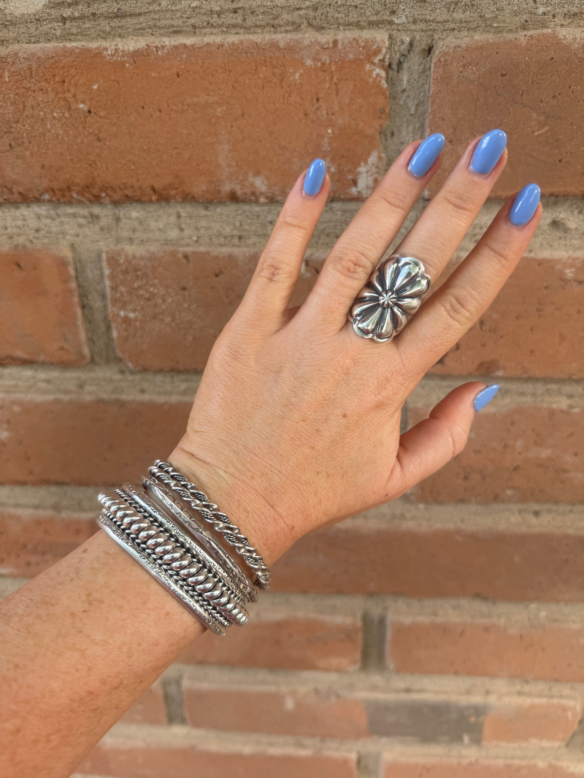 Handcrafted Sterling Silver Flower Concho Ring by Darrell Cadman (Leslies favorite)
