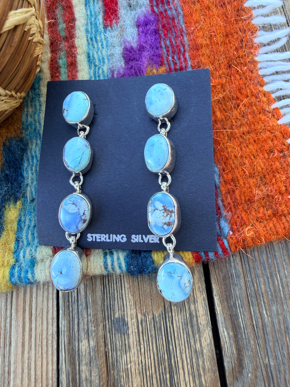 Handcrafted Golden Hills Turquoise & Sterling Silver Dangle Earrings
