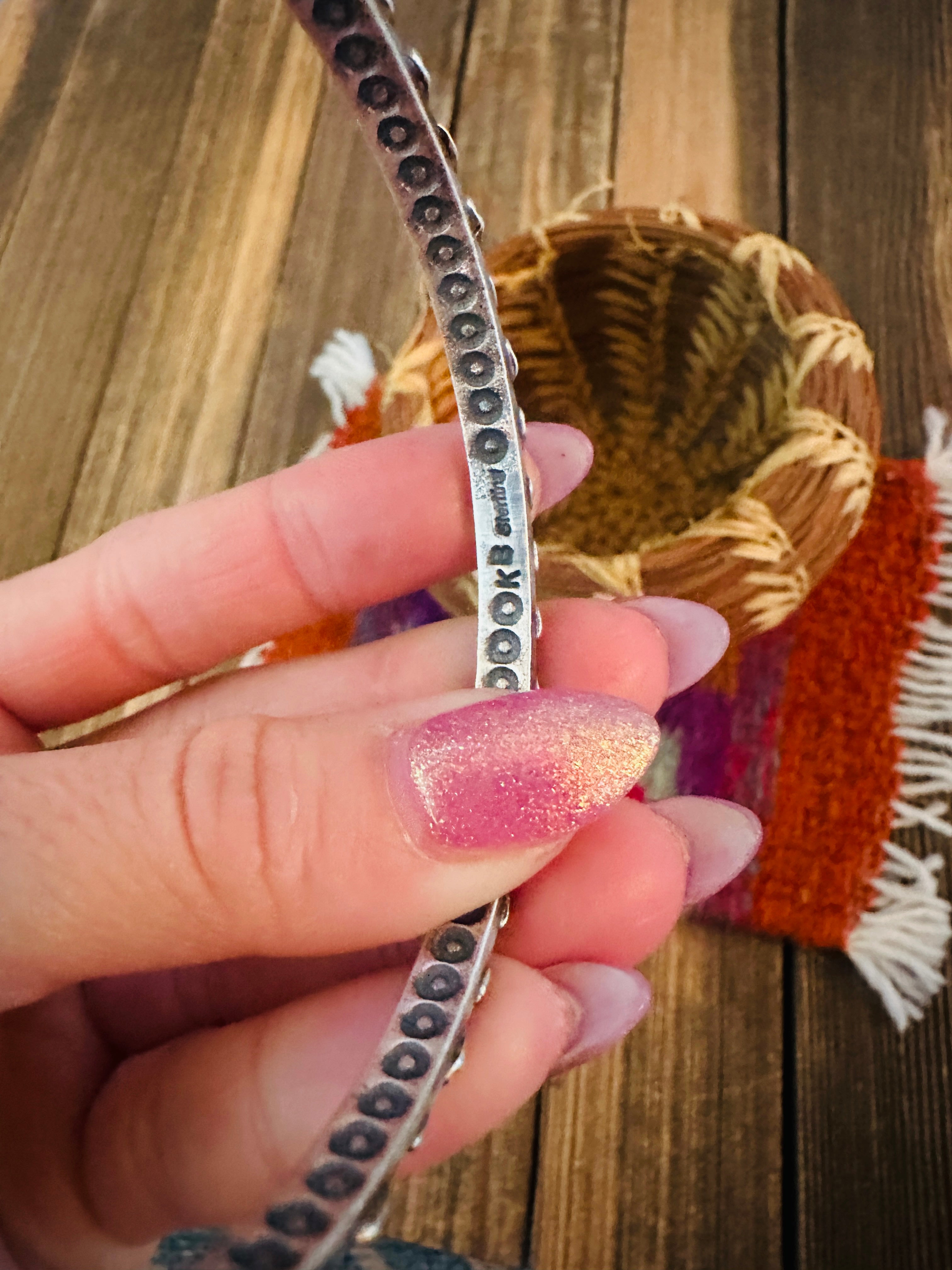 Handcrafted Sterling Silver Studded Bangle Bracelet by Kevin Billah