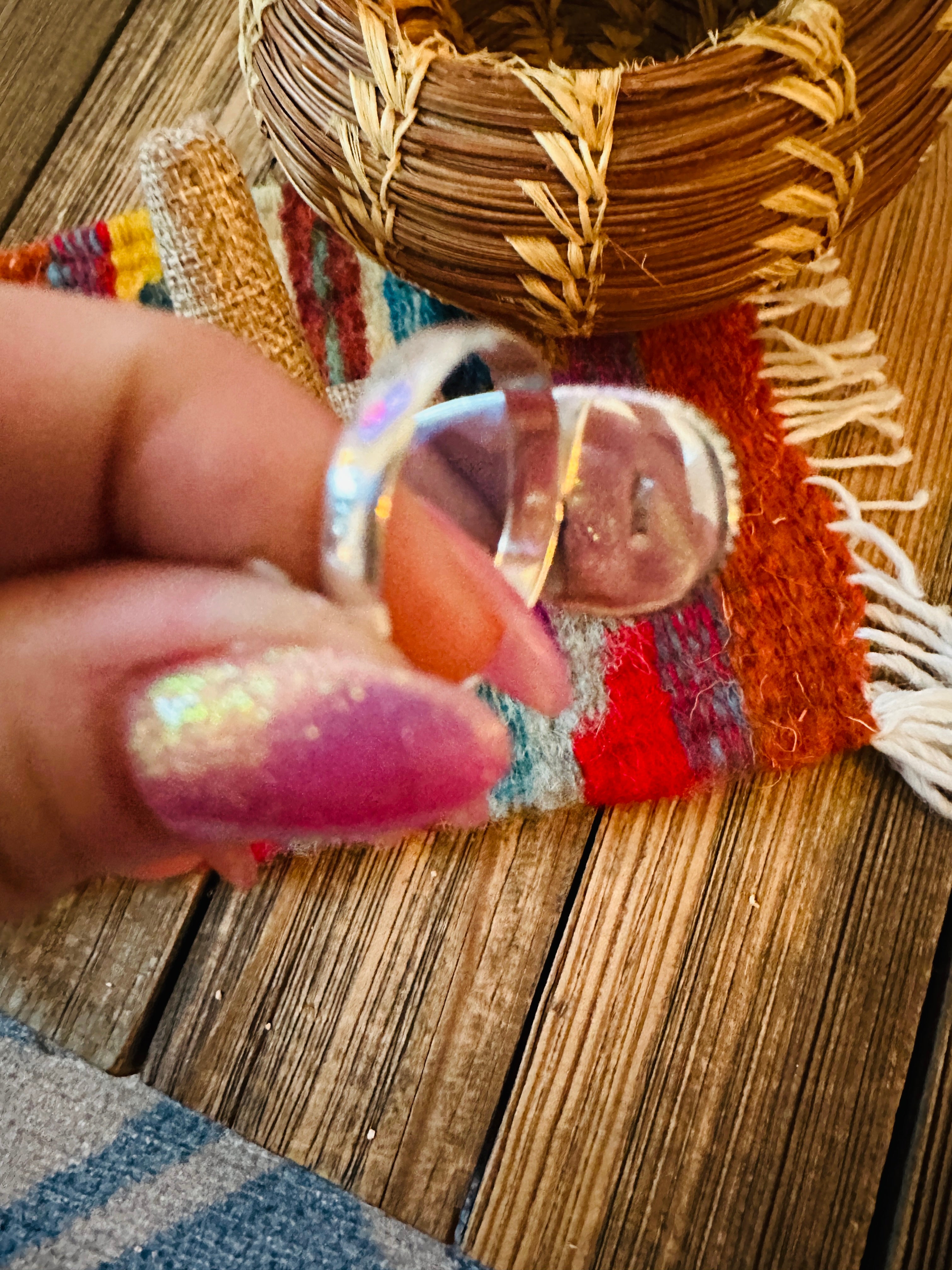 Handcrafted Sonoran Mountain Turquoise & Sterling Silver Ring size 8.75