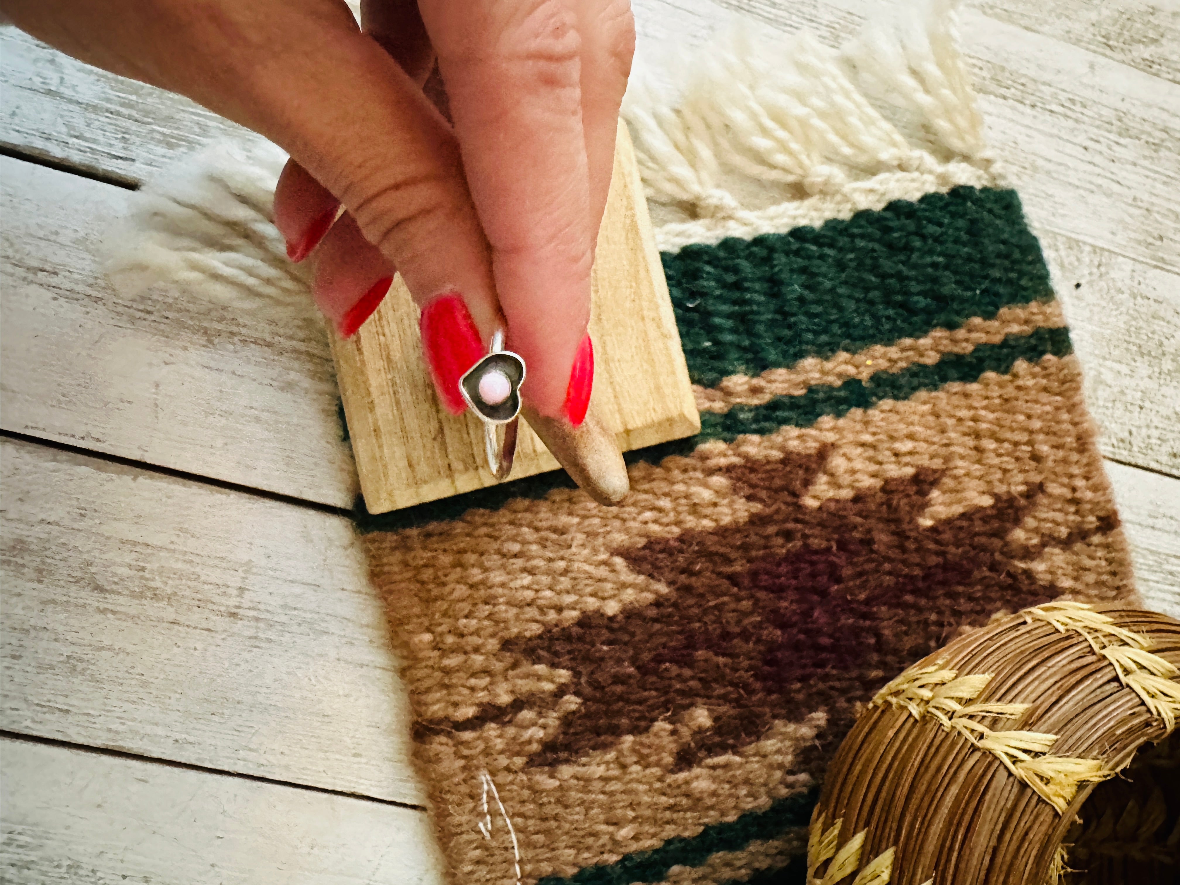 Handcrafted Sterling Silver & Queen Pink Conch Heart Ring