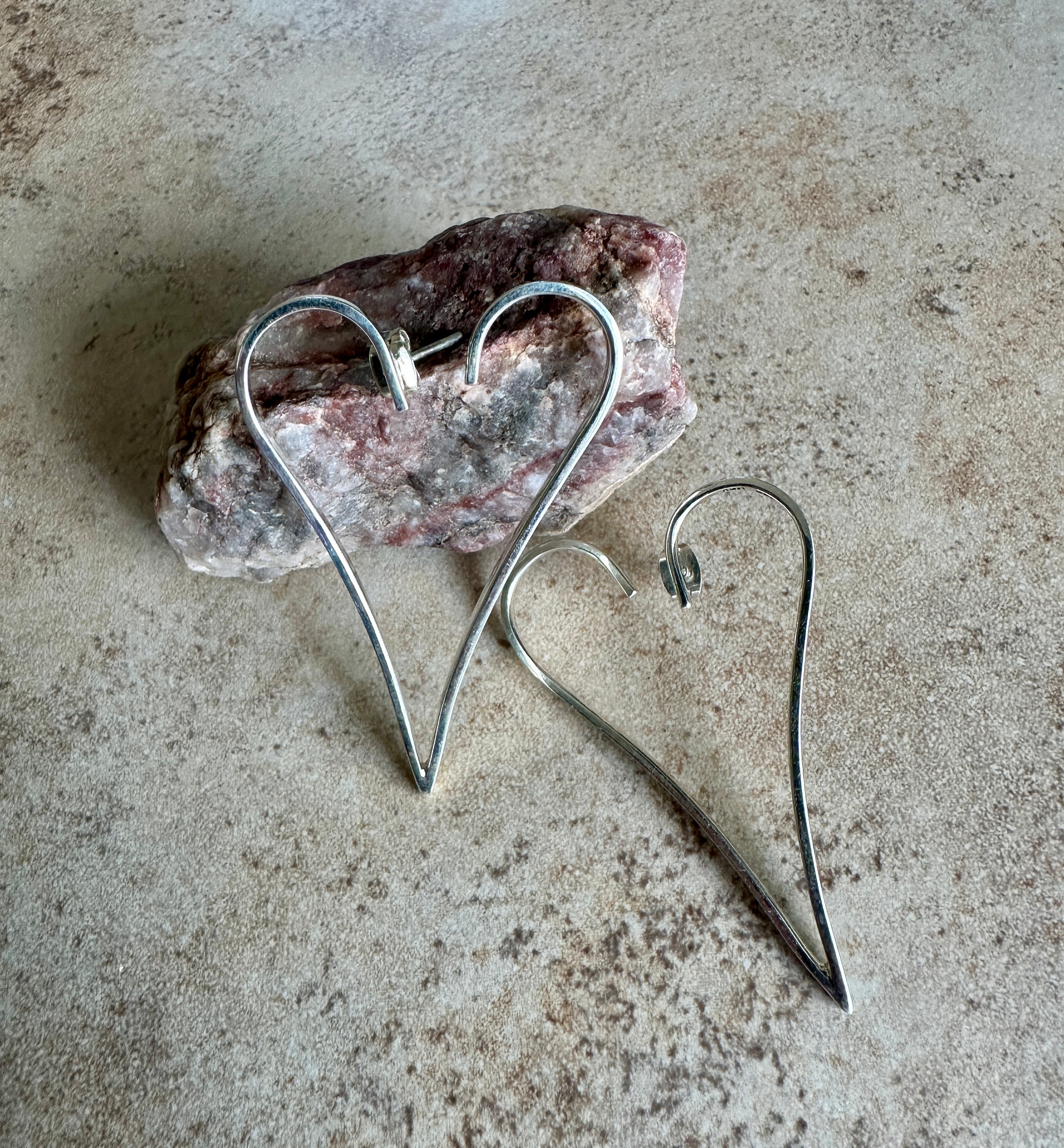 Freeform Heart Sterling Silver Earrings