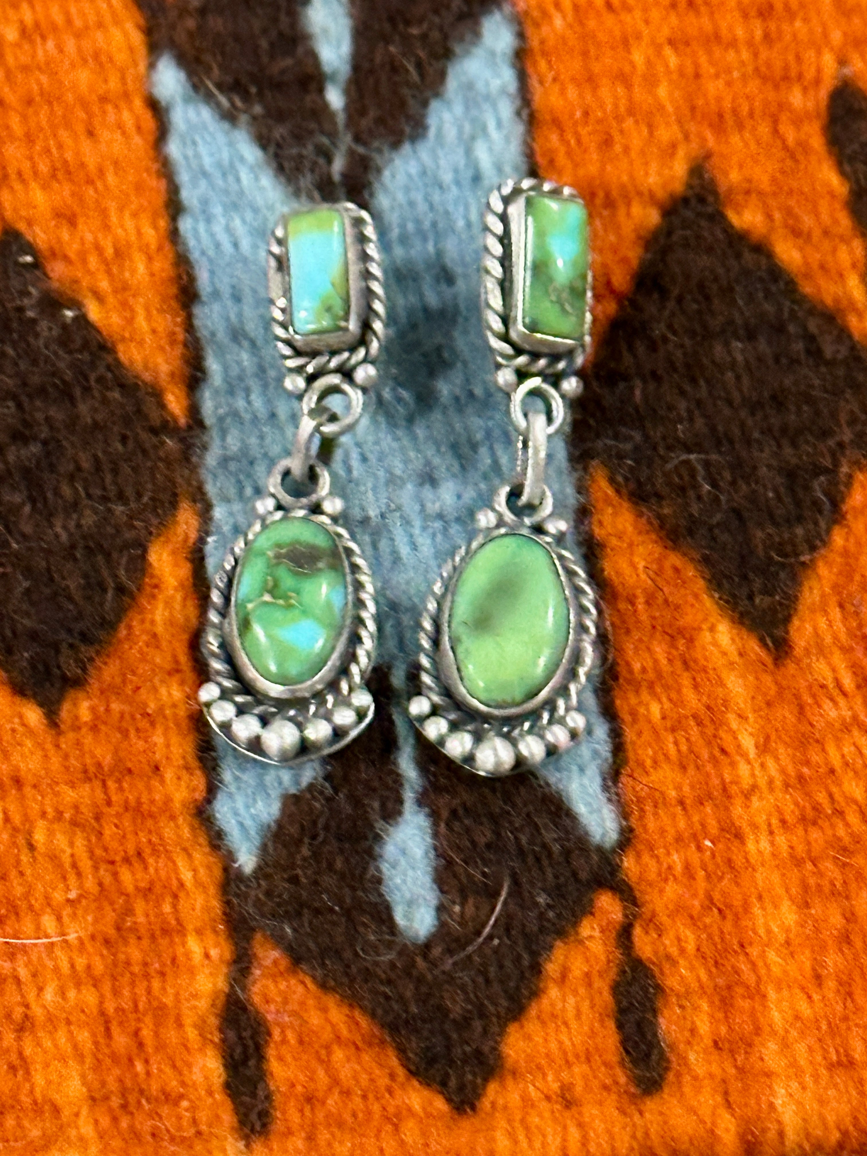 Handmade Sonoran Mountain Turquoise and Sterling Silver Dangle Earrings