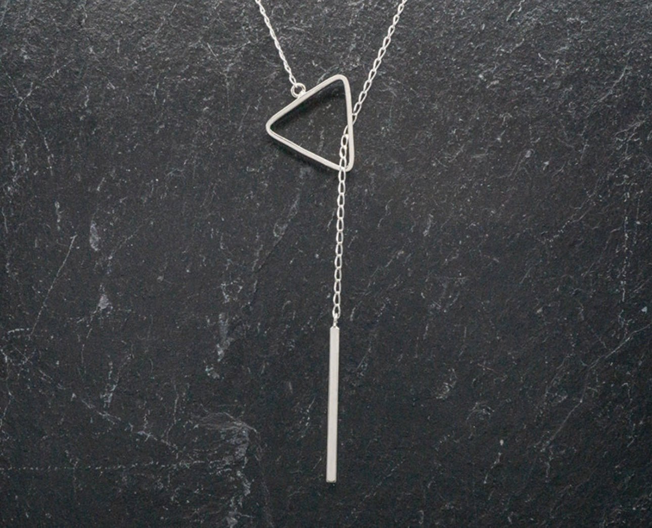 Pendulum Lariat with Triangle Finish Sterling Silver Necklace