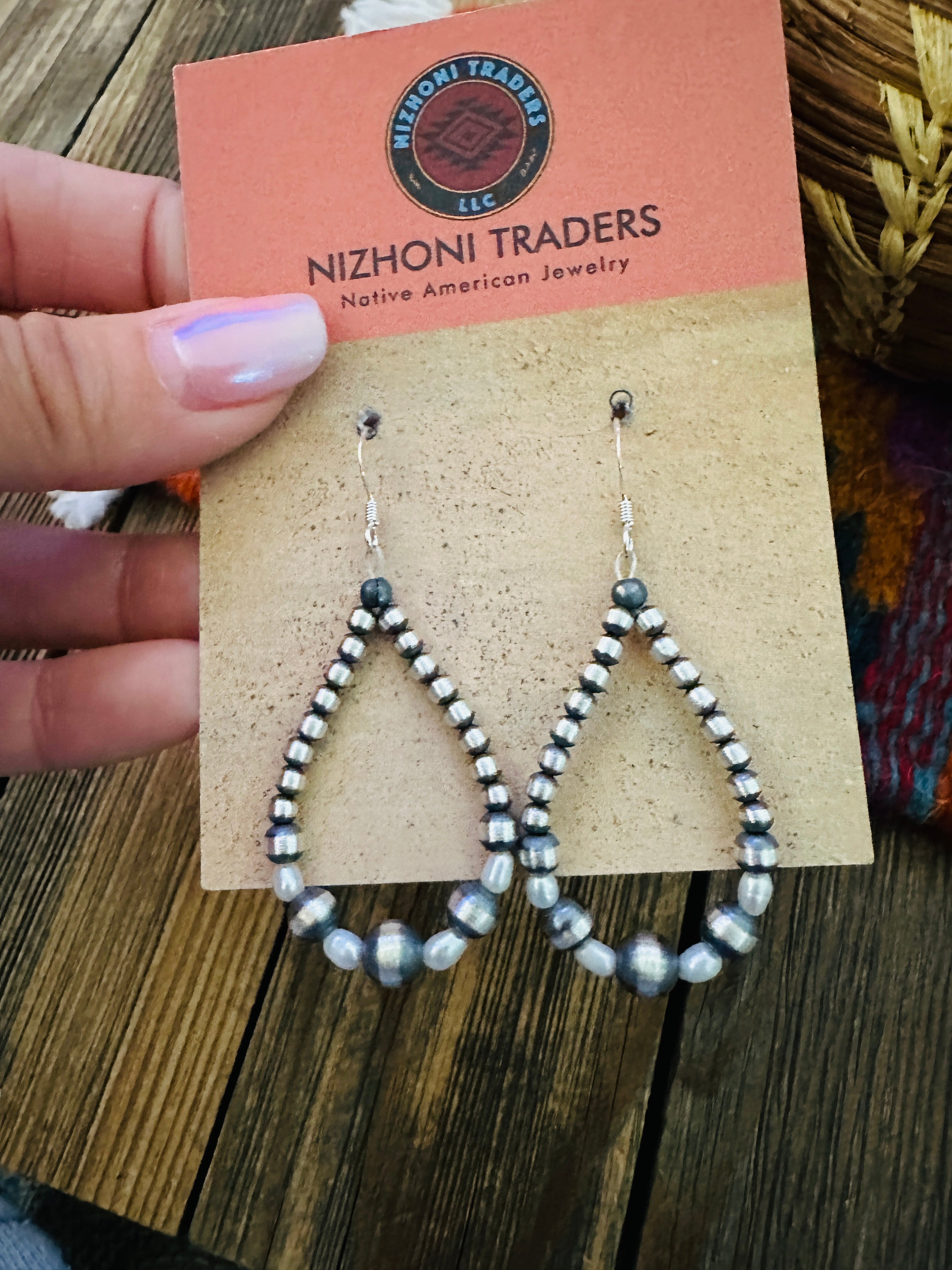 Handcrafted Freshwater Pearl & Sterling Silver Pearl Beaded Dangle Hoop Earrings