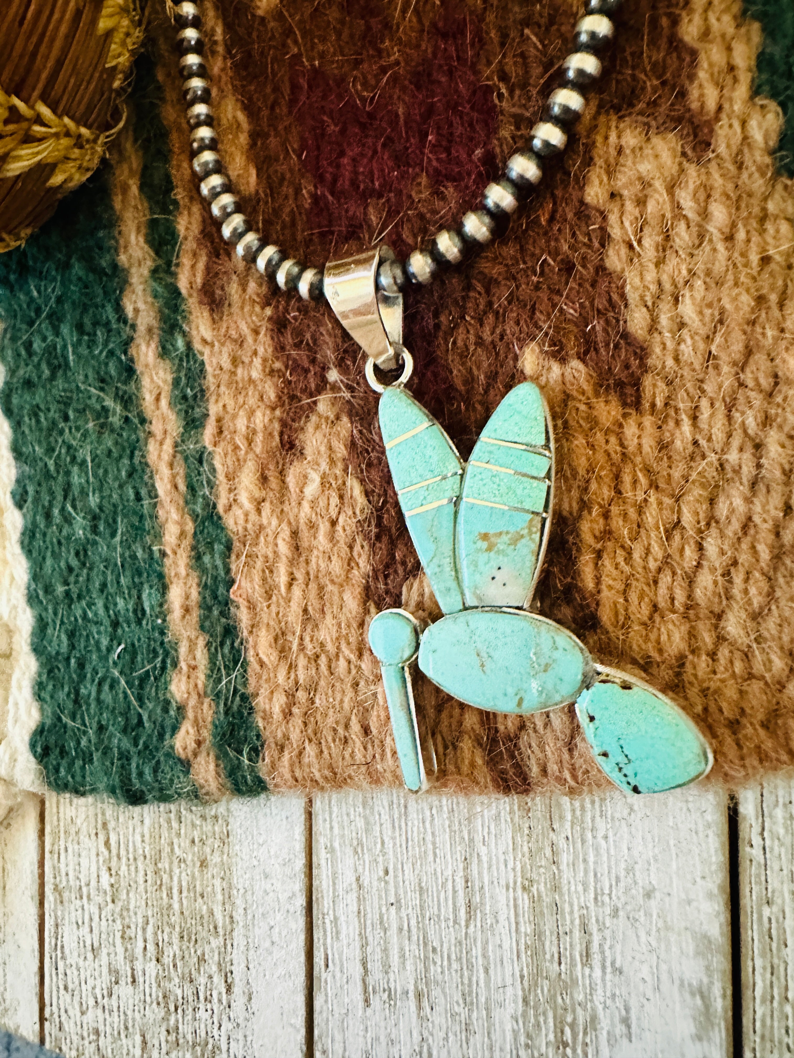 Handcrafted Sterling Silver & Turquoise Inlay Dragonfly Pendant