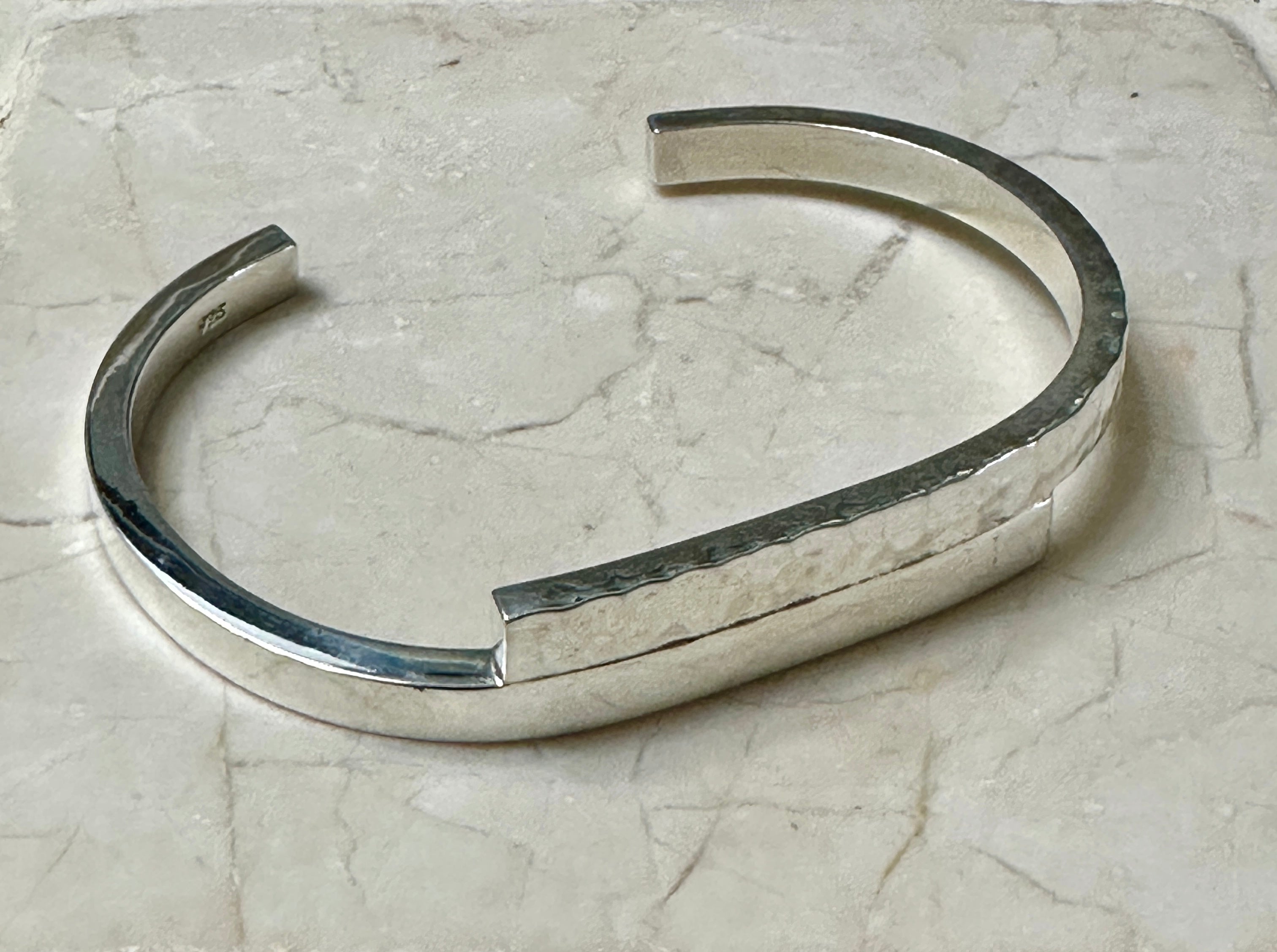 Hammered and Smooth Overlap Cuff Bracelet