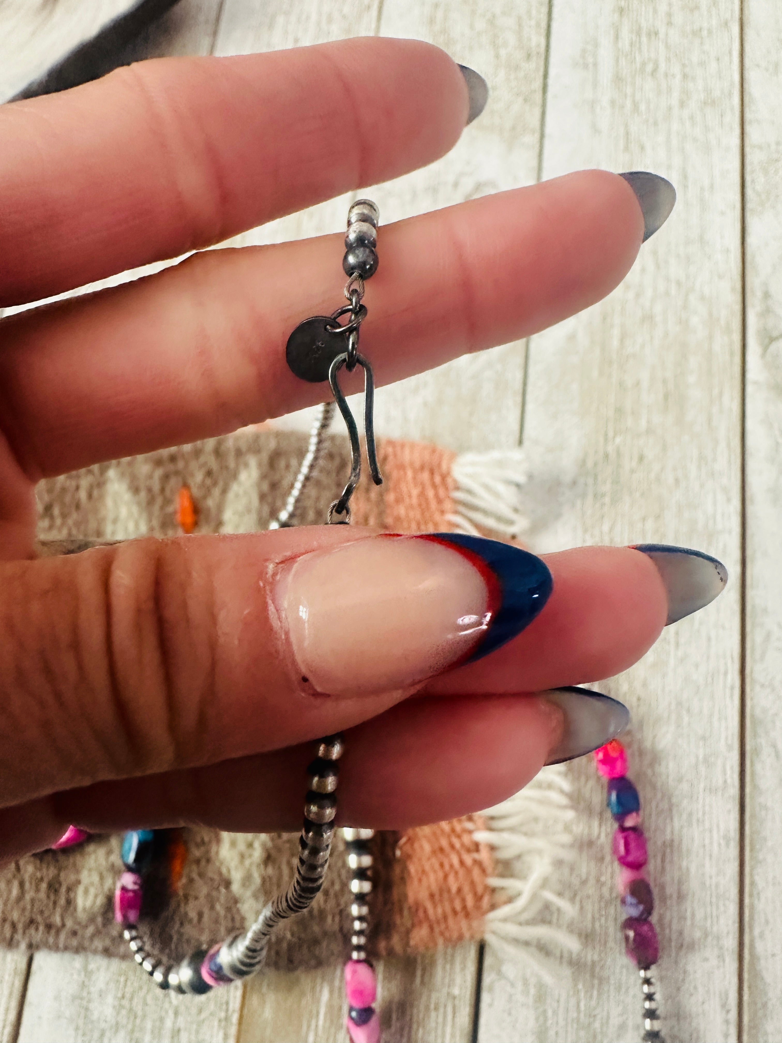 Handcrafted Sterling Silver & Pink Dream Mojave Beaded 36” Necklace