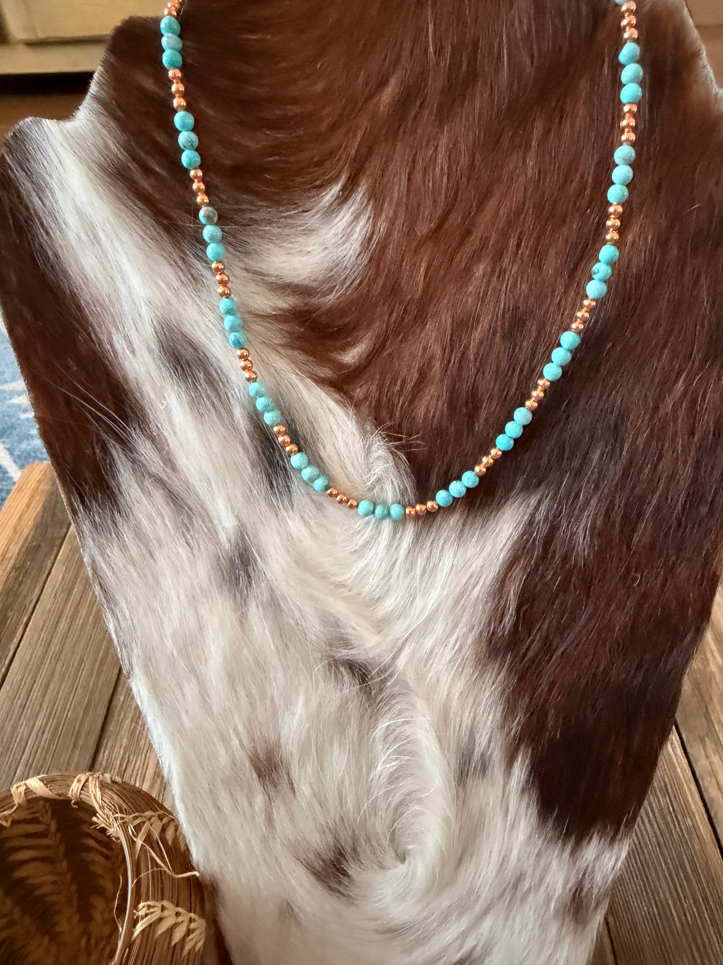 Handcrafted Turquoise & Copper Beaded Necklace