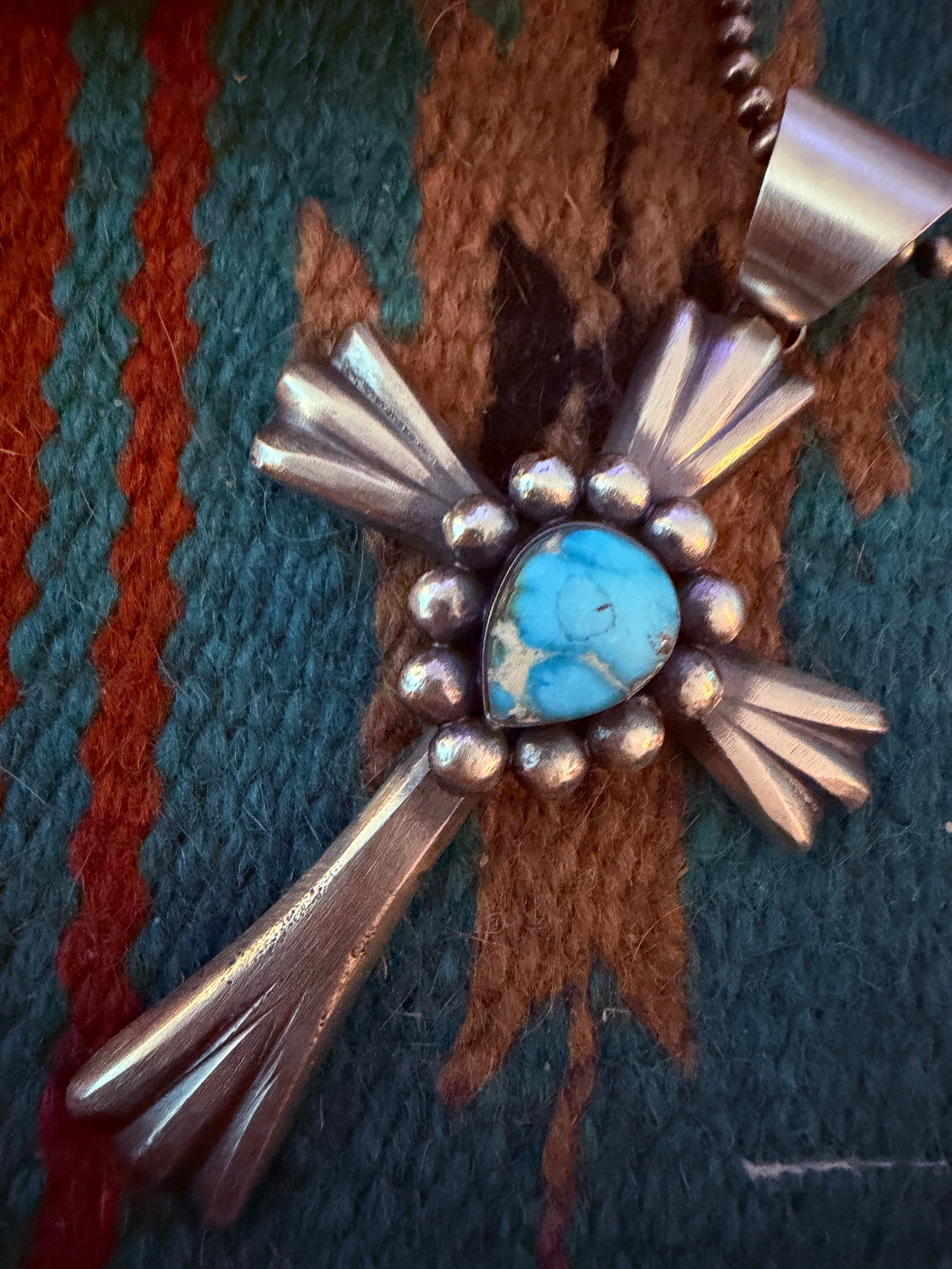 Handcrafted Turquoise & Sterling Silver Cross Pendant by Chimney Butte