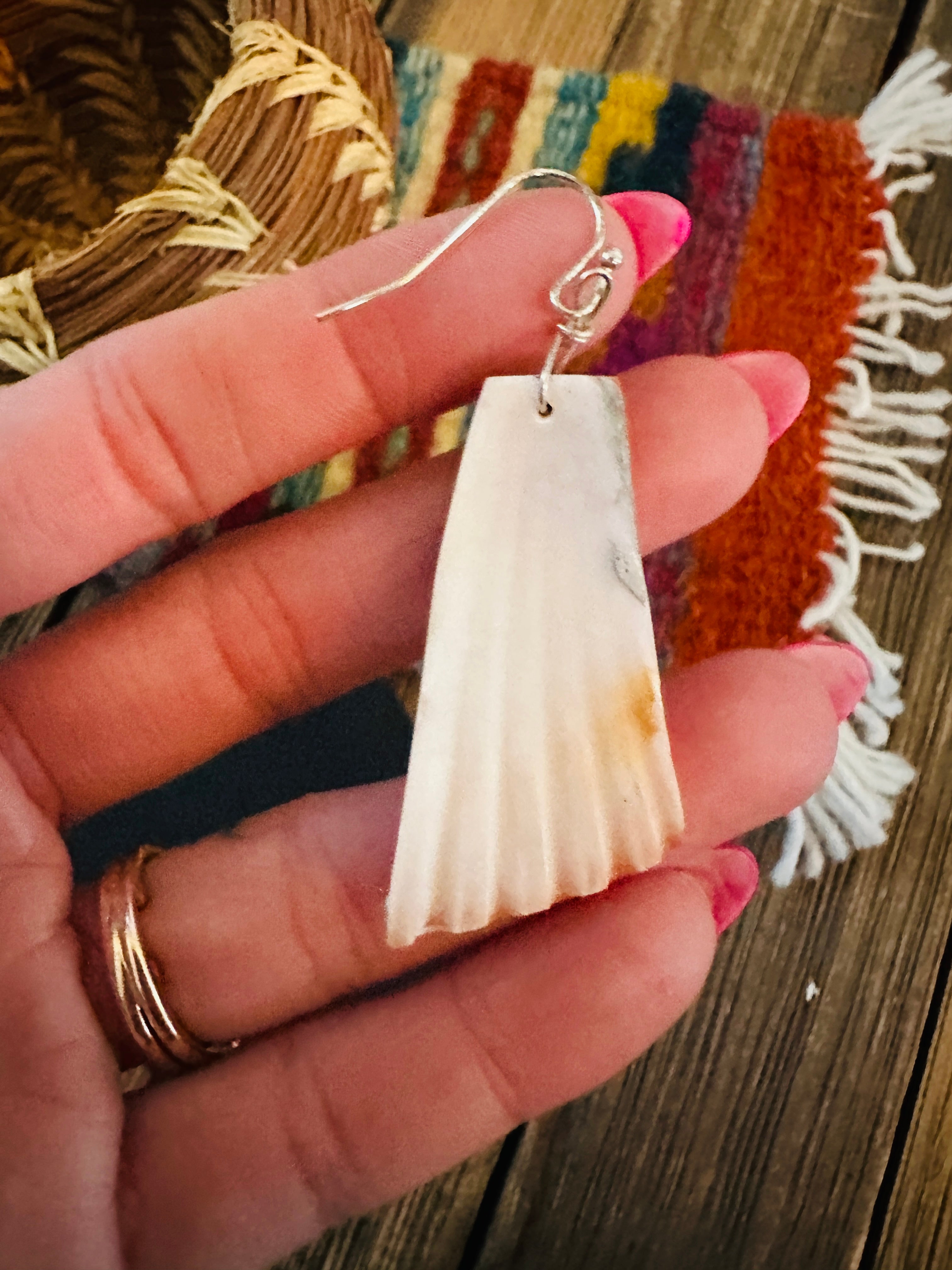 Handcrafted Spiny Oyster Shell Dangle Earrings