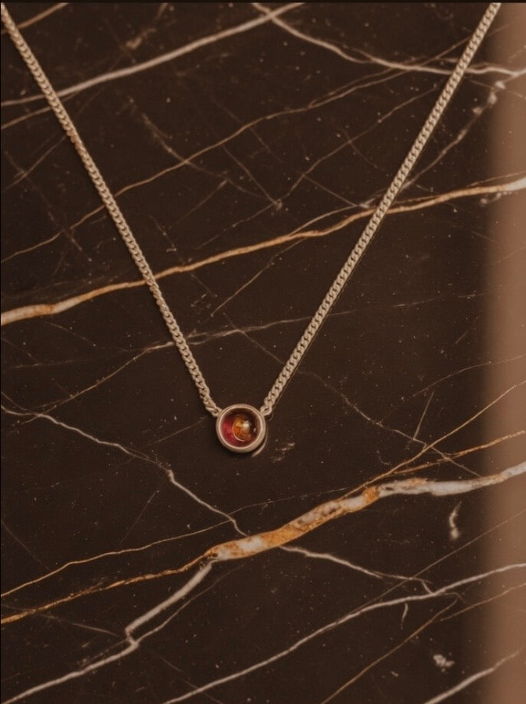 Petite Garnet Pendant & Sterling Silver Necklace