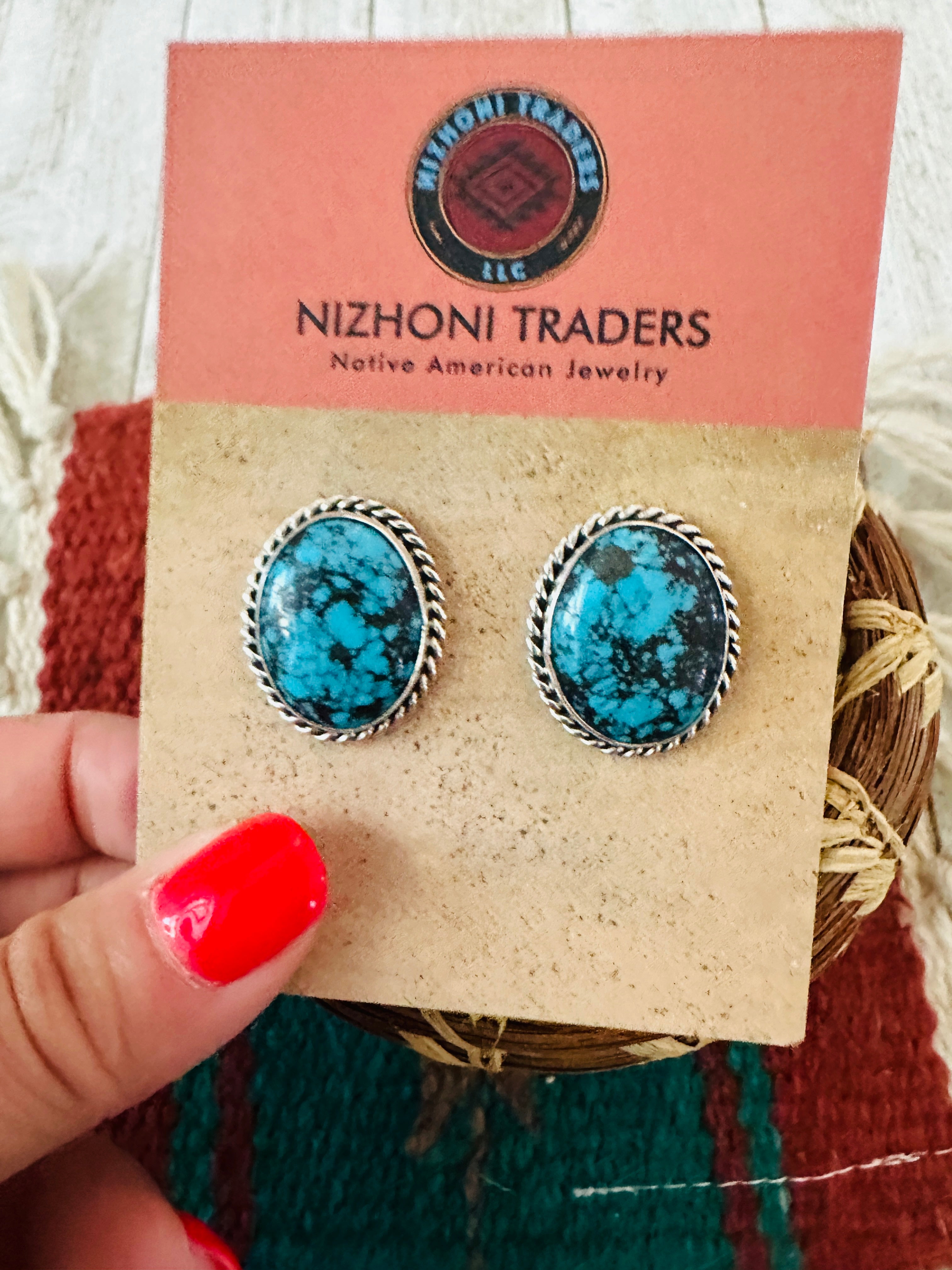 Navajo Turquoise & Sterling Silver Post Earrings