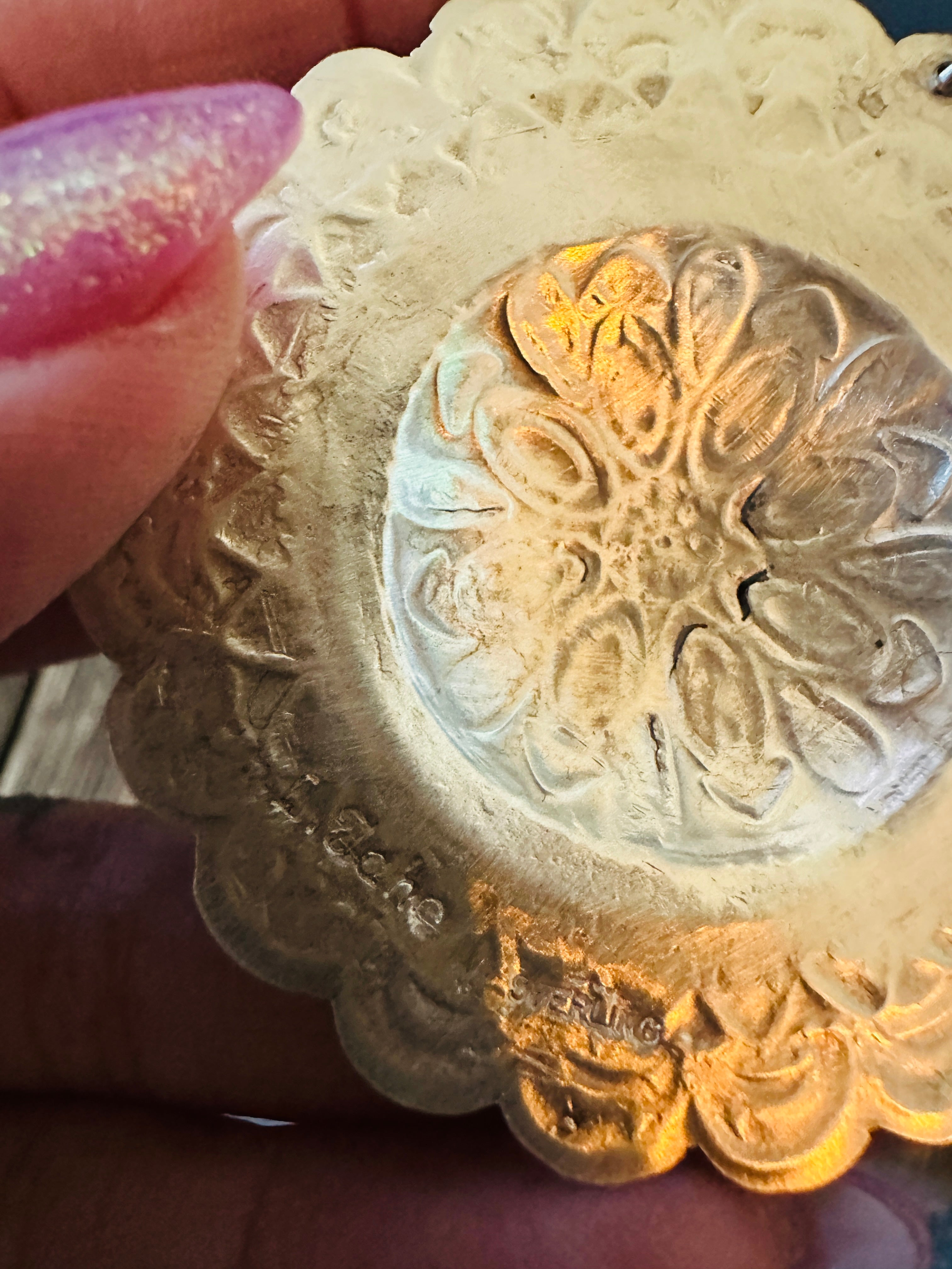 Handcrafted Sterling Silver Concho Dangle Earrings by Leander Tahe