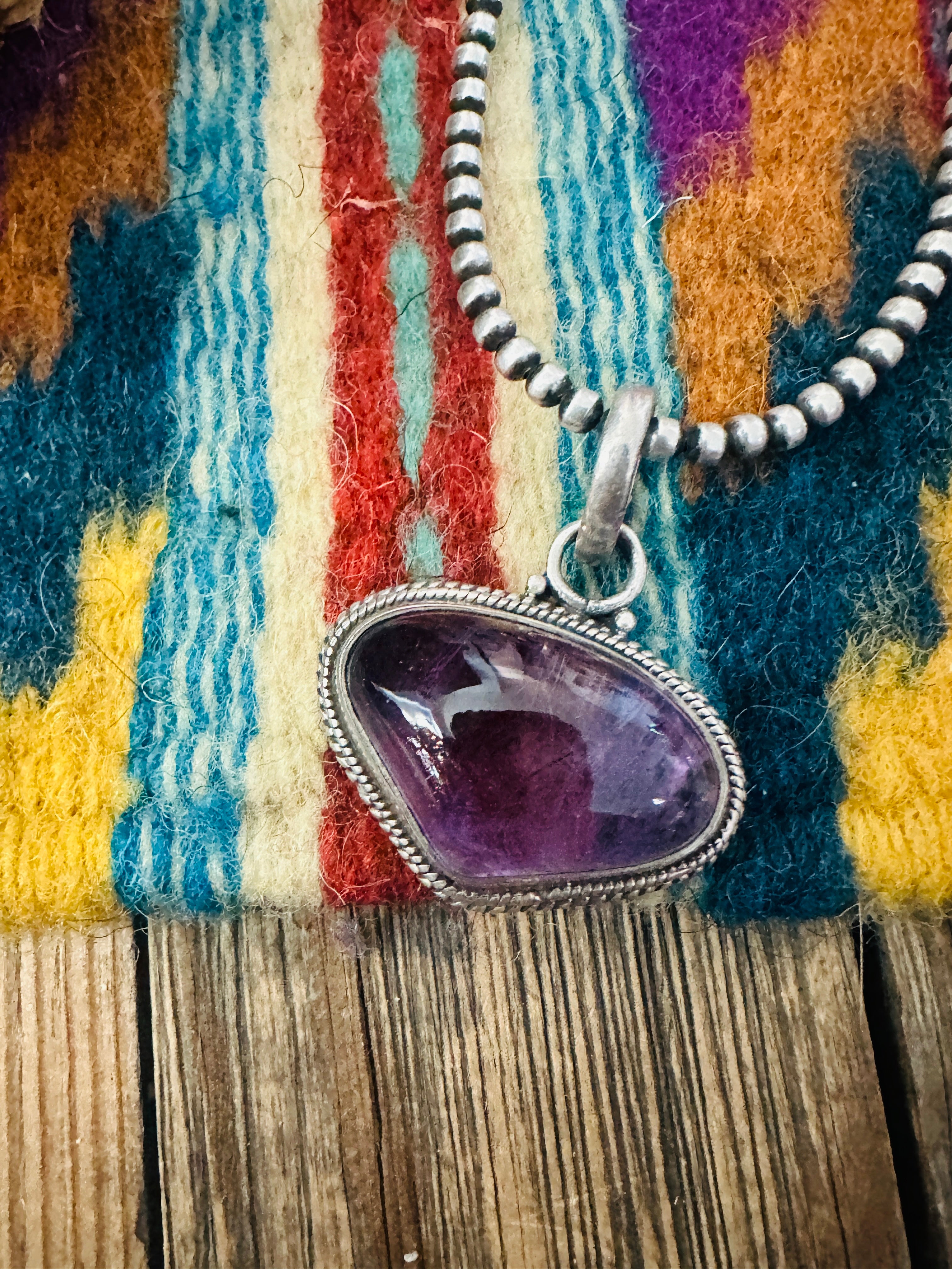 Handcrafted Old Pawn Sterling Silver & Amethyst Pendant