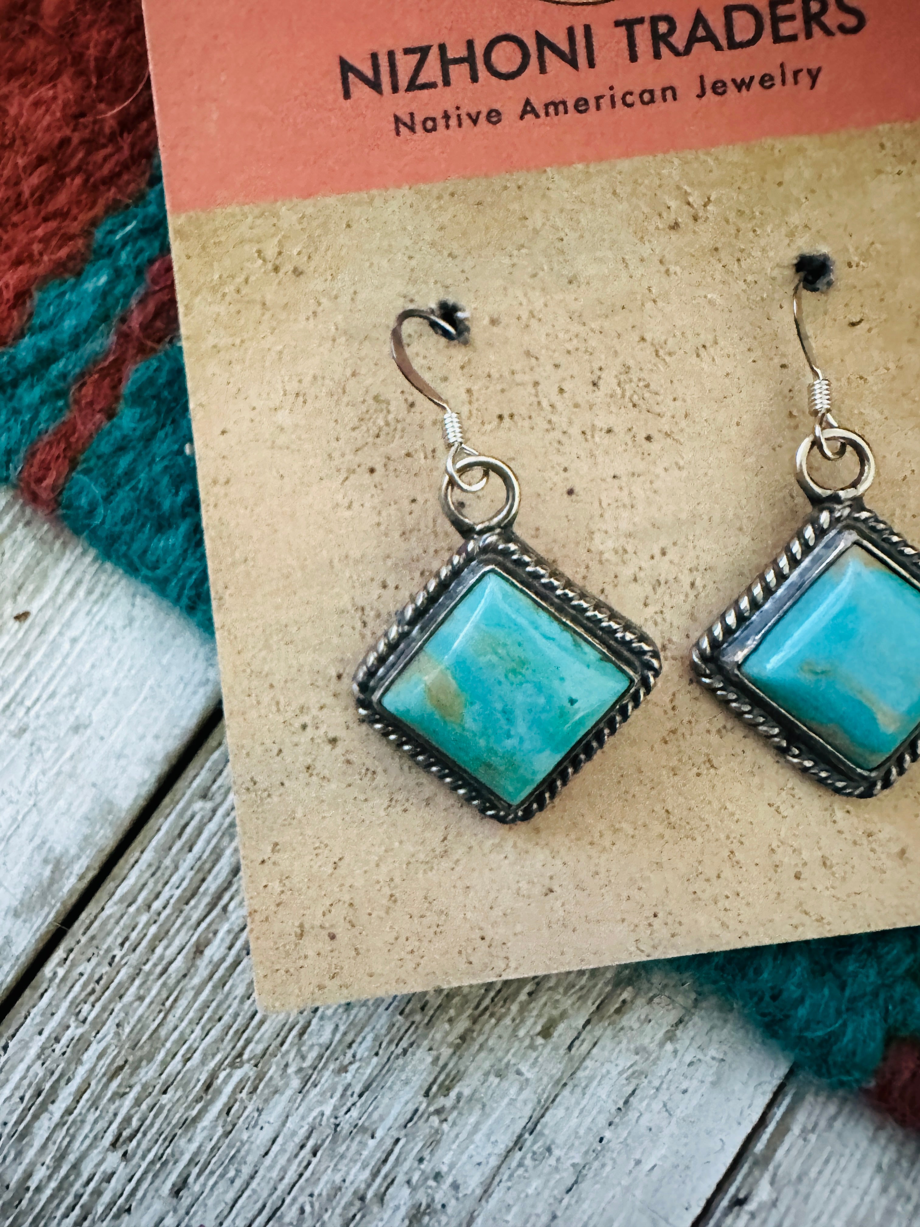 Navajo Turquoise & Sterling Silver Dangle Earrings