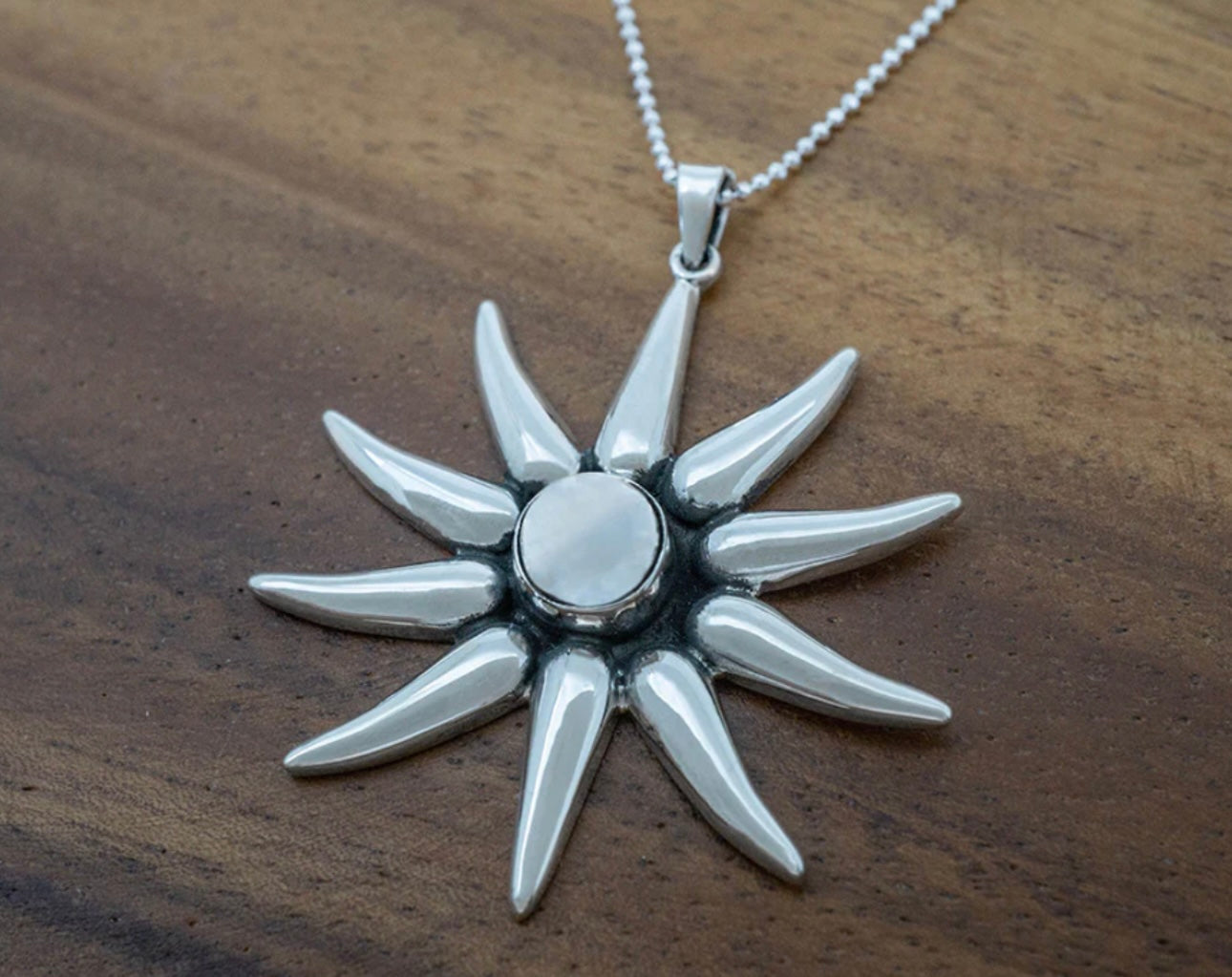 Petite Silver Sunburst Pendant