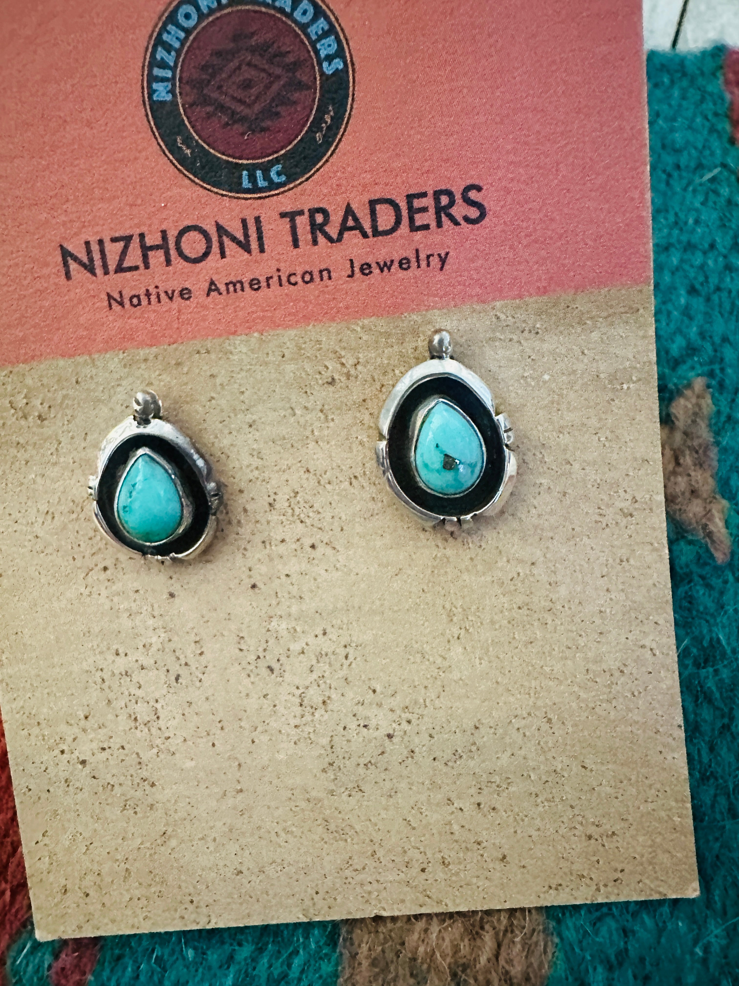 Handcrafted Sterling Silver & Turquoise Stud Earrings