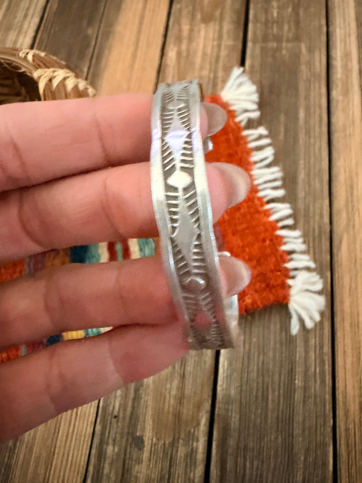 Handcrafted Old Pawn Sterling Silver Cuff Bracelet by Nora Bill