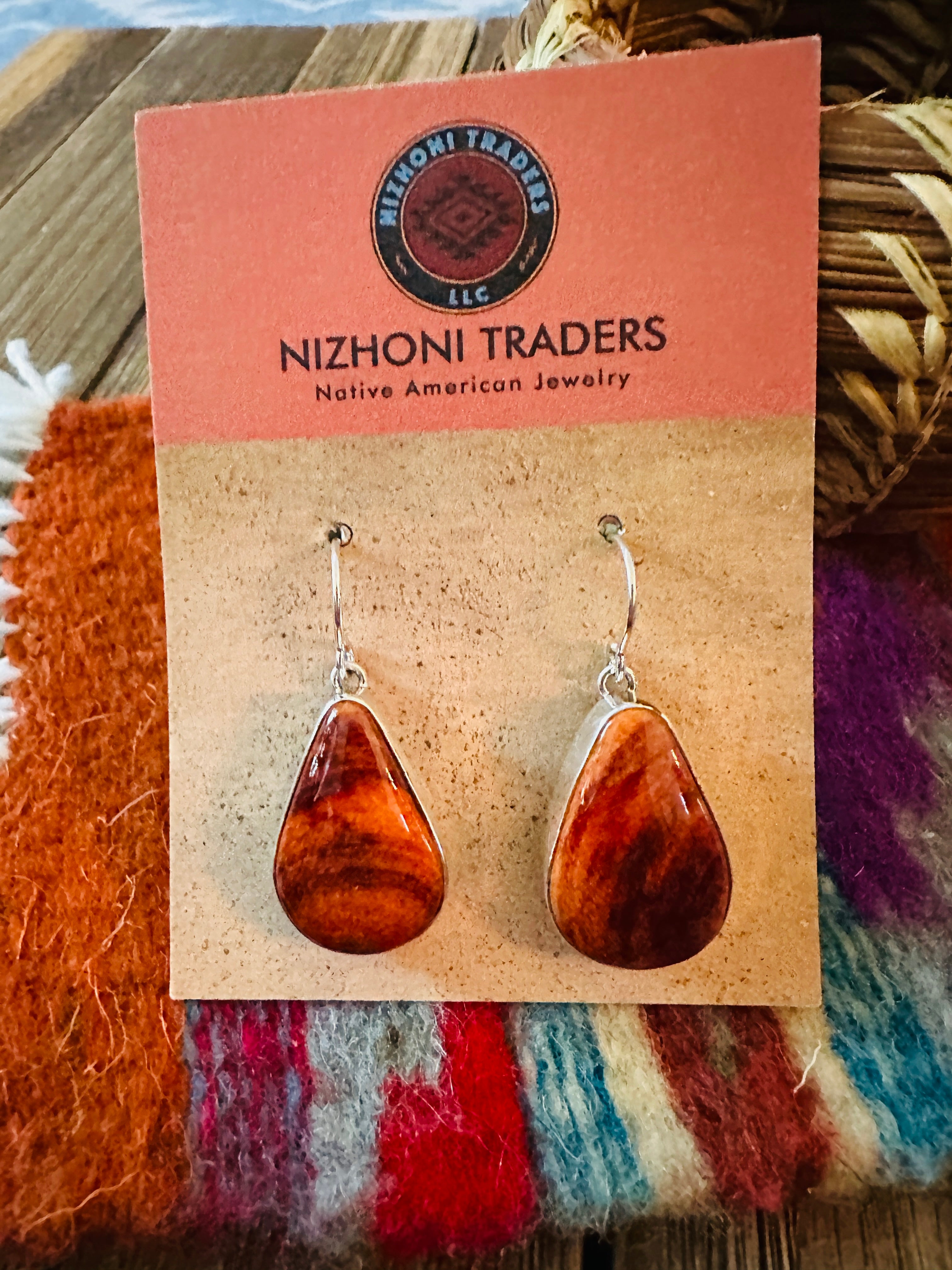 Handcrafted Spiny Oyster & Sterling Silver Dangle Earrings