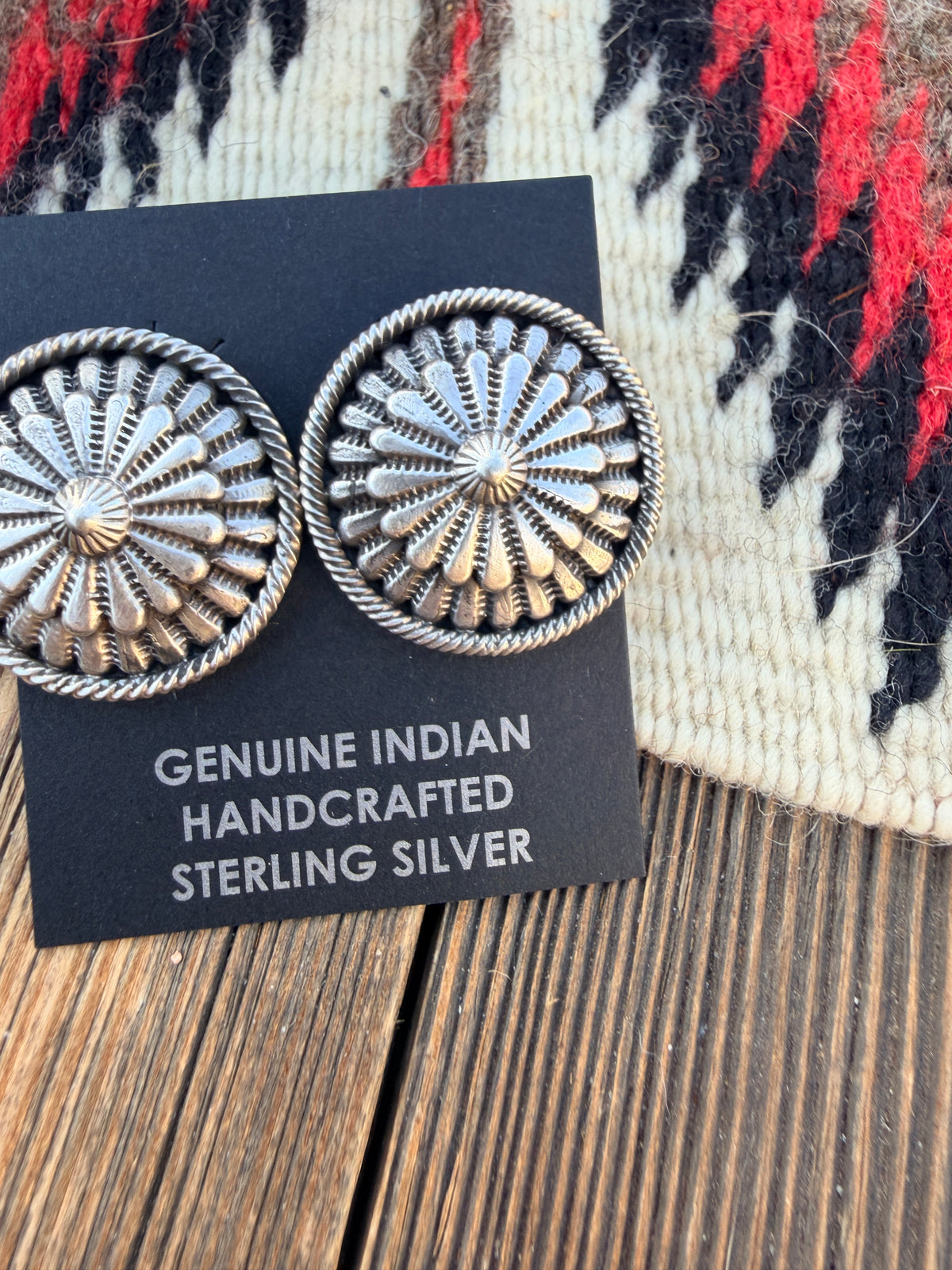 Handcrafted Sterling Silver Concho Post Earrings by Tom Lewis