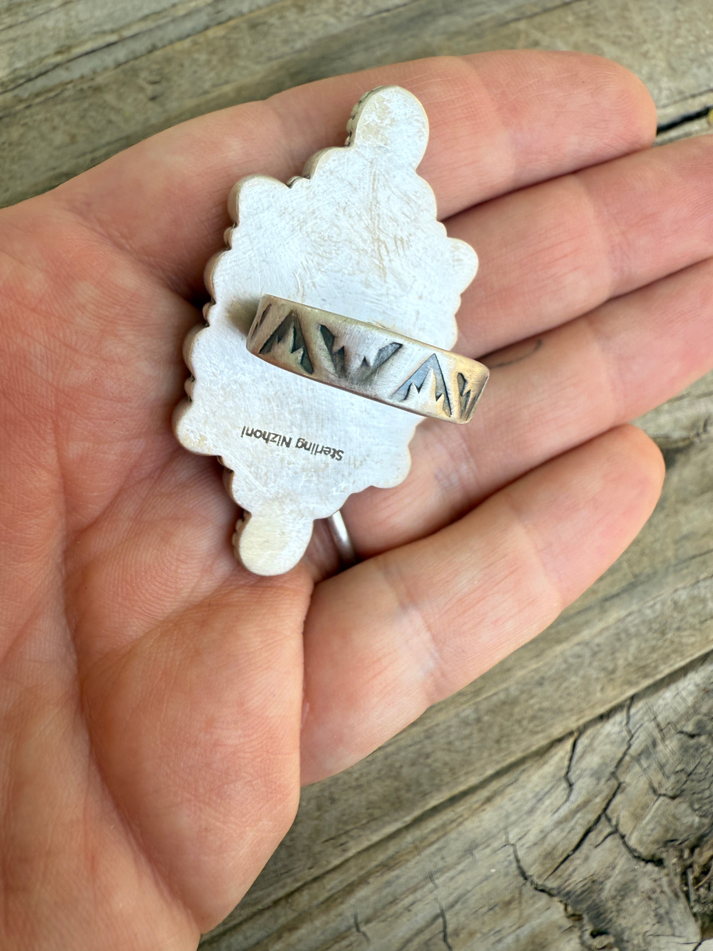 Handmade Kingman Turquoise Sterling Silver Adjustable Statement Ring