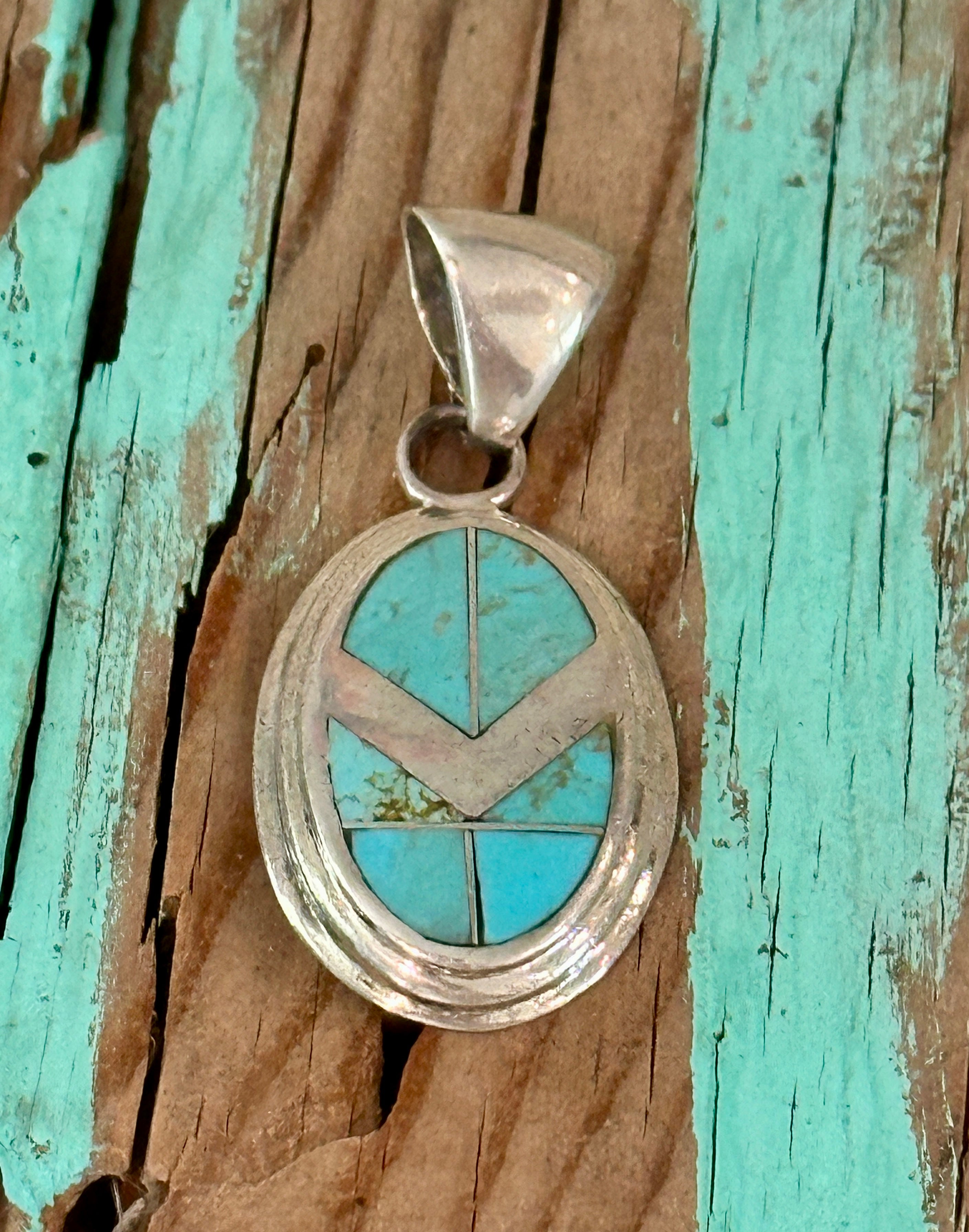 Handcrafted Turquoise 8 & Sterling Silver Oval Pendant