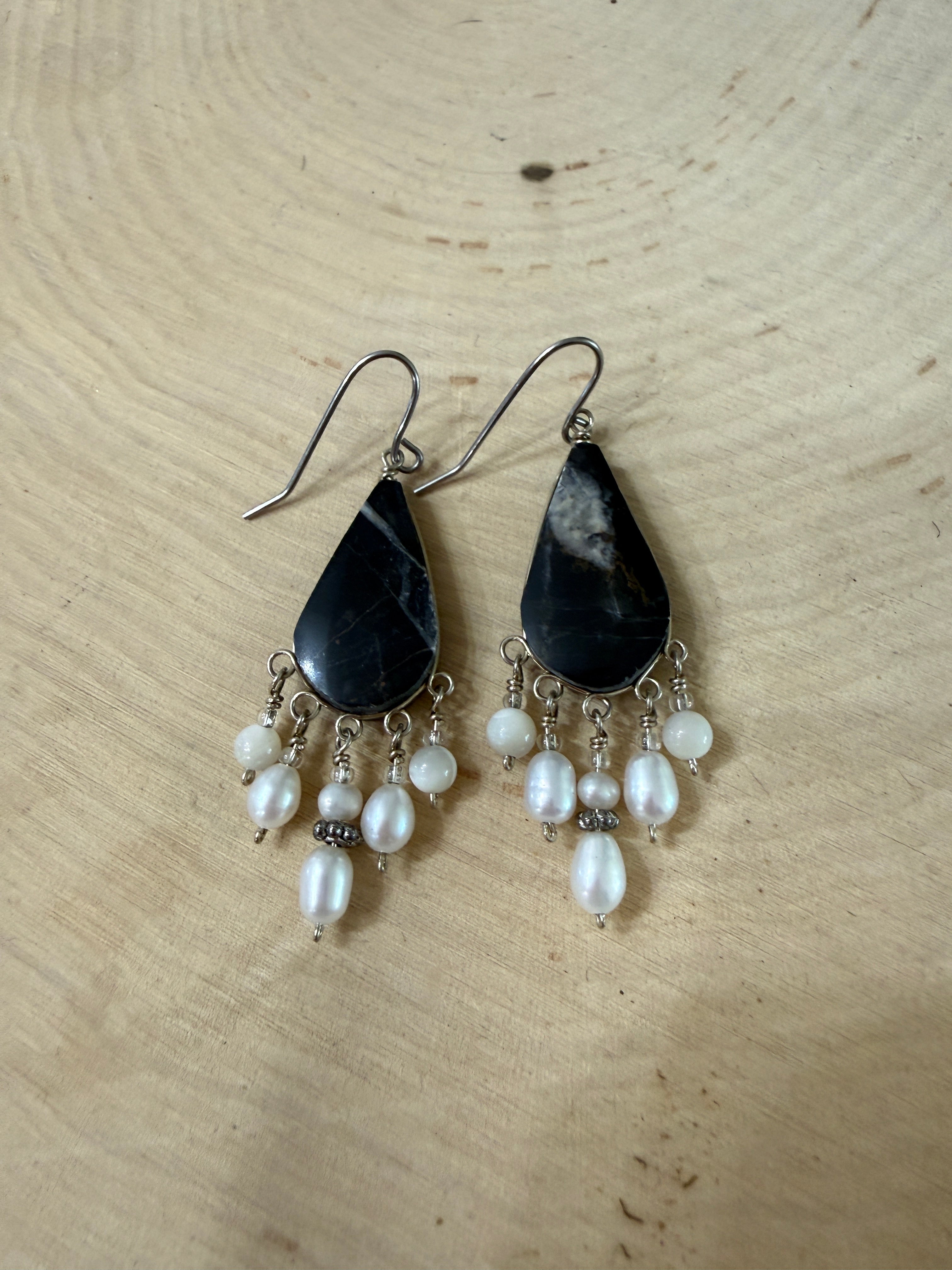 “The Golden Collection” Midnight Tide Handmade Beaded Surgical Steel Earrings