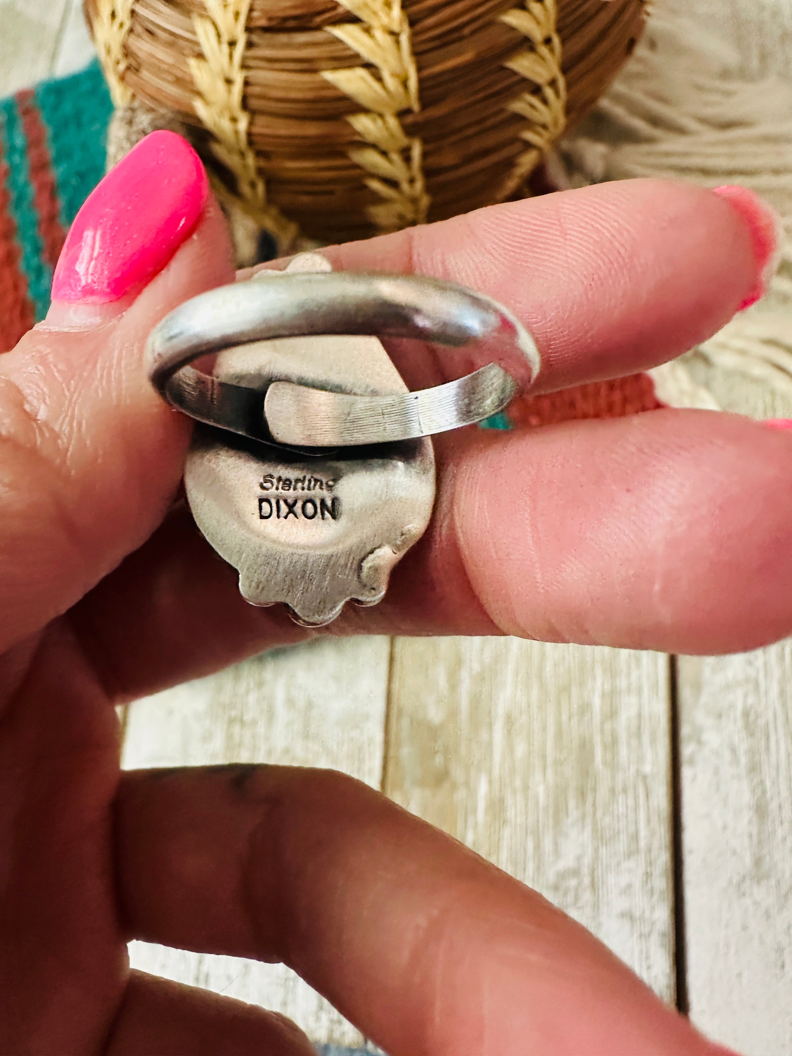 Handcrafted Sterling Silver & Cotton Candy Teardrop Adjustable Ring