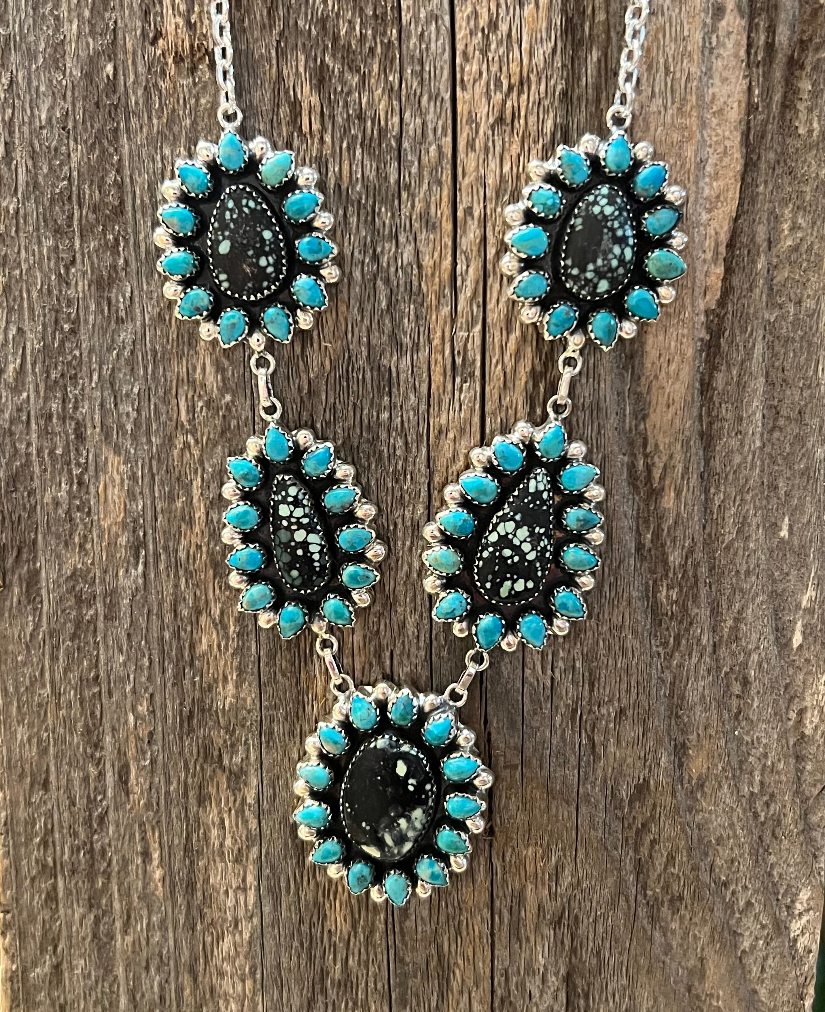 Handmade Newlander Turquoise Sterling Silver Drop Necklace