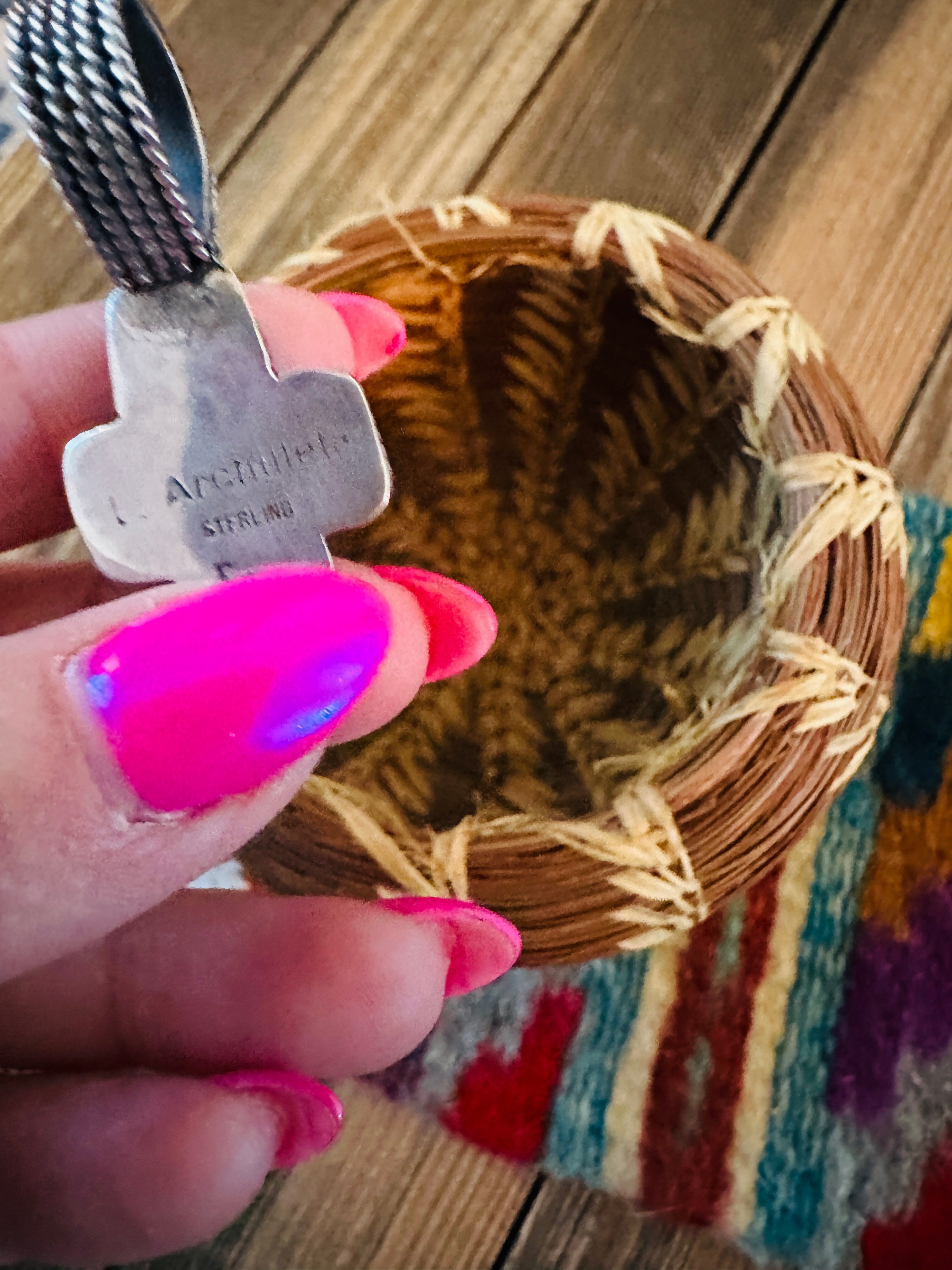 Handcrafted Sterling Silver & Turquoise Cross Pendant by Lawrence Archuleta