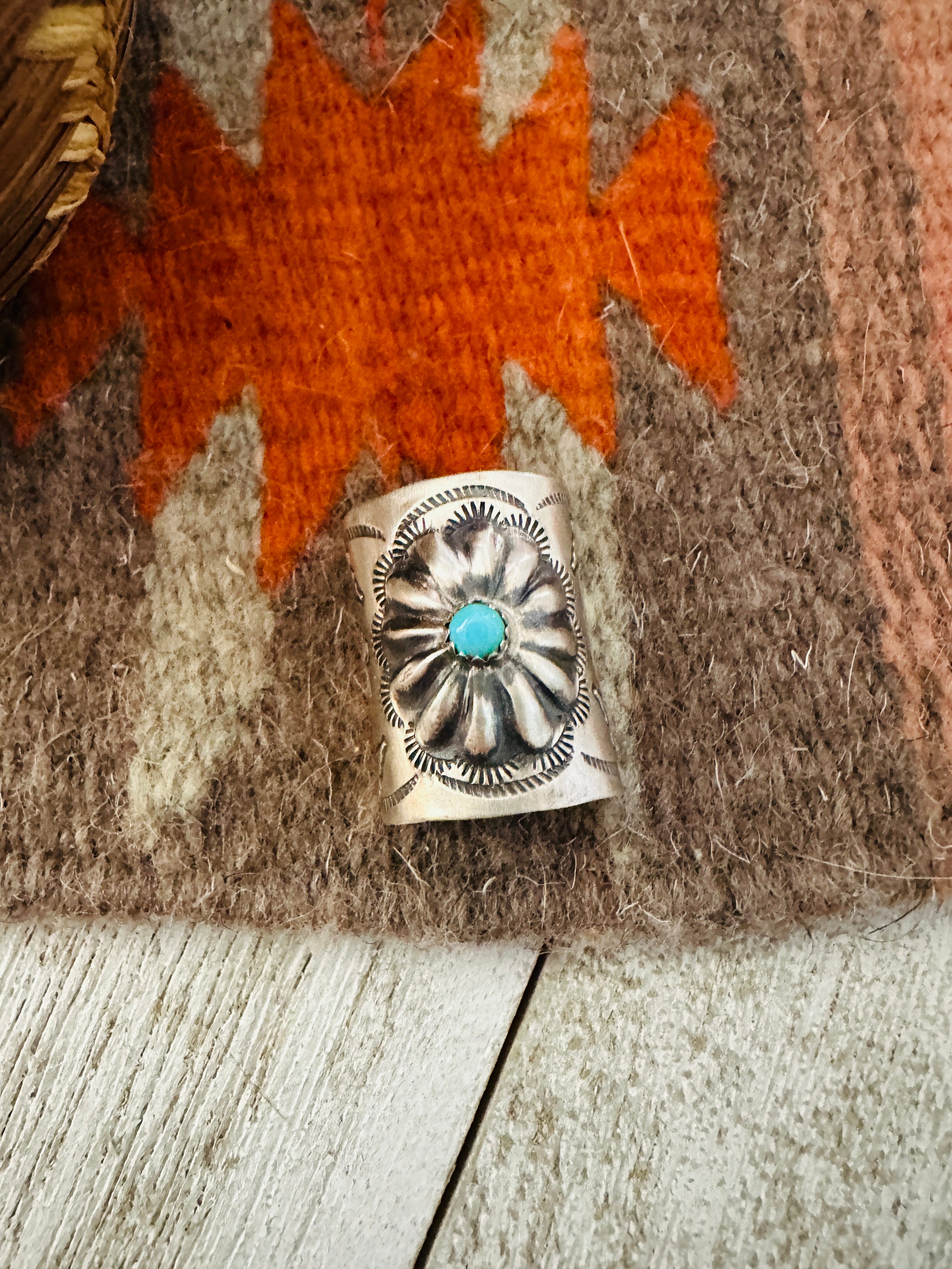 Handcrafted Turquoise & Sterling Silver Hand Stamped Ponytail Clip