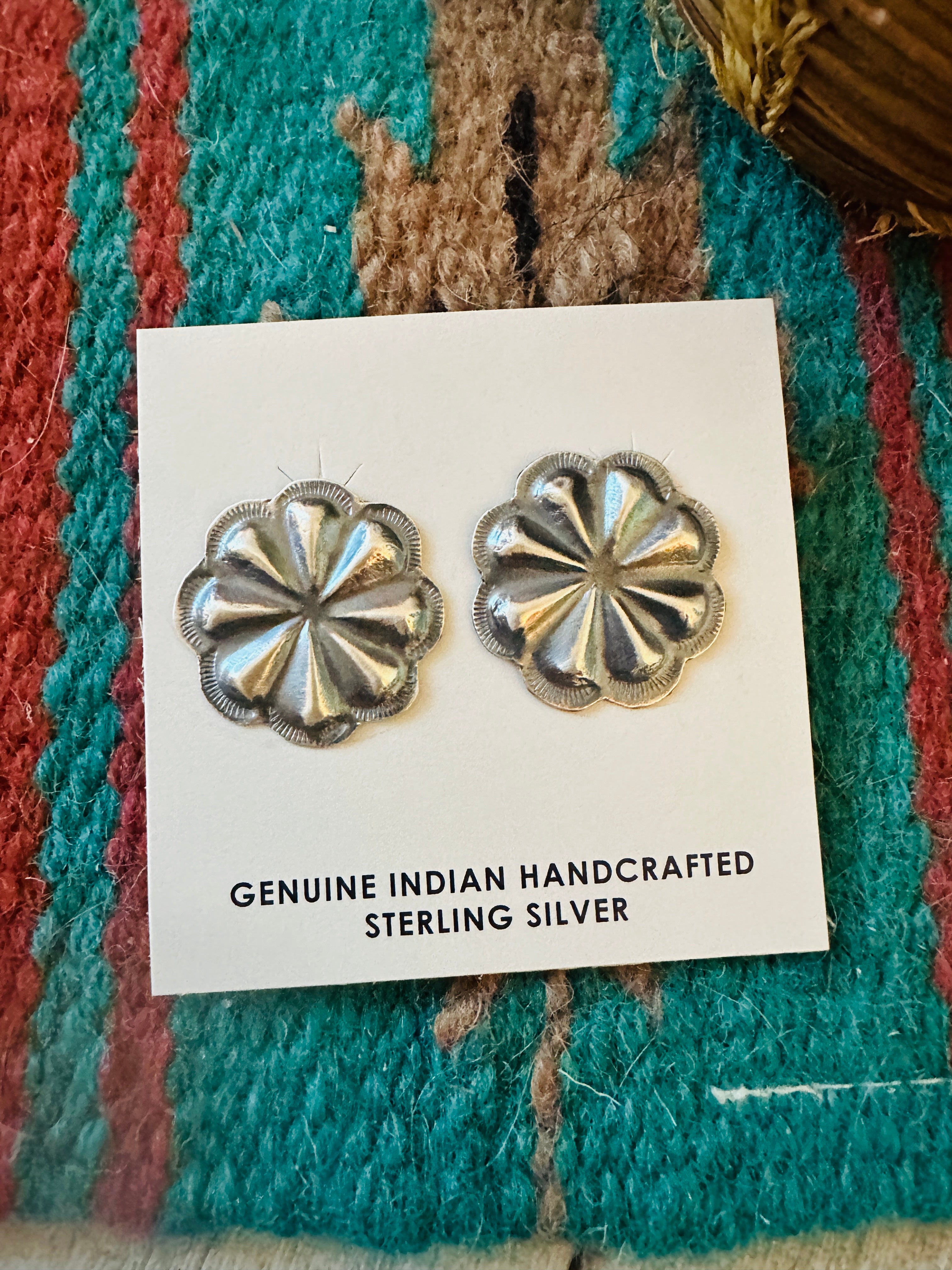 Handcrafted Sterling Silver Concho Stud Earrings