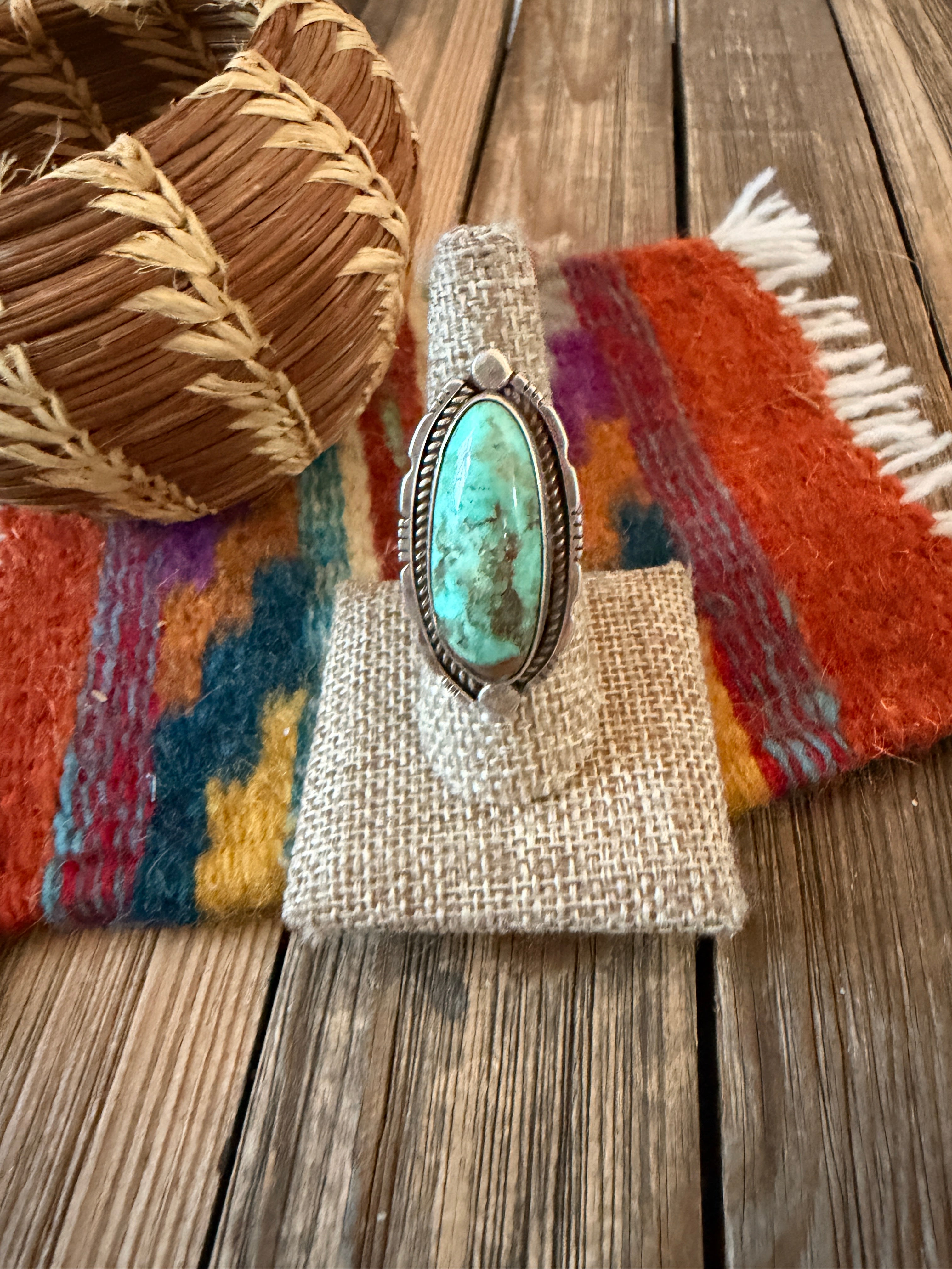 Handcrafted Turquoise & Sterling Silver Adjustable Ring