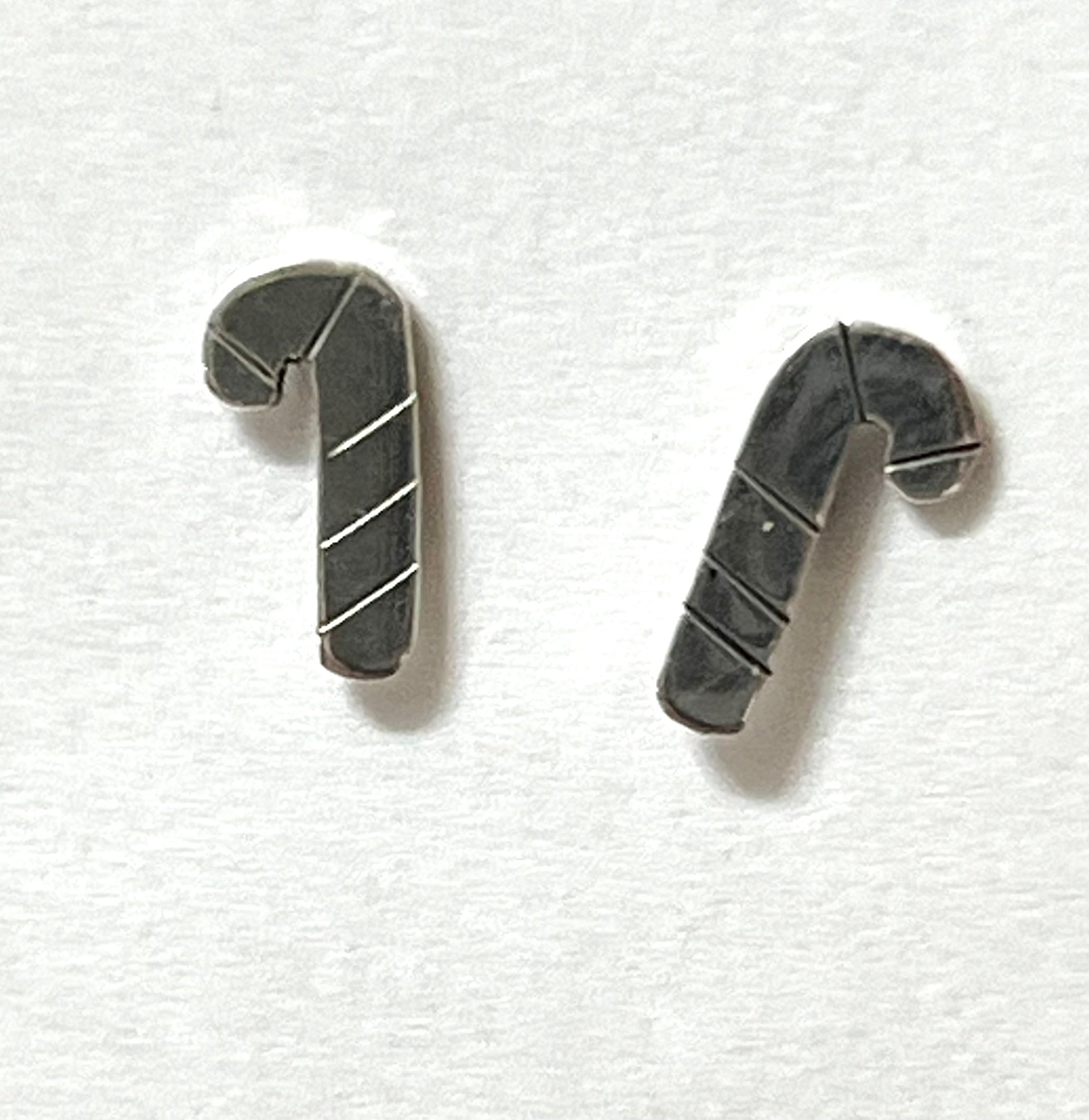 Sterling Silver Candy Cane Earrings On Post