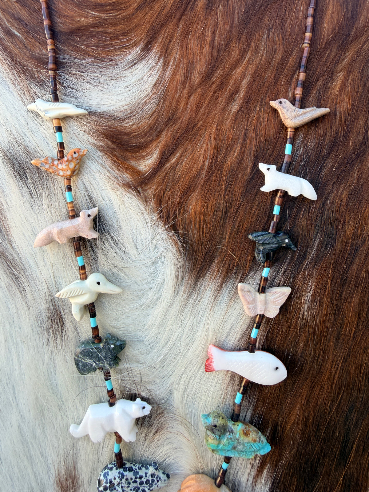 Handcrafted Sterling Silver & Beaded Fetish 27” Necklace