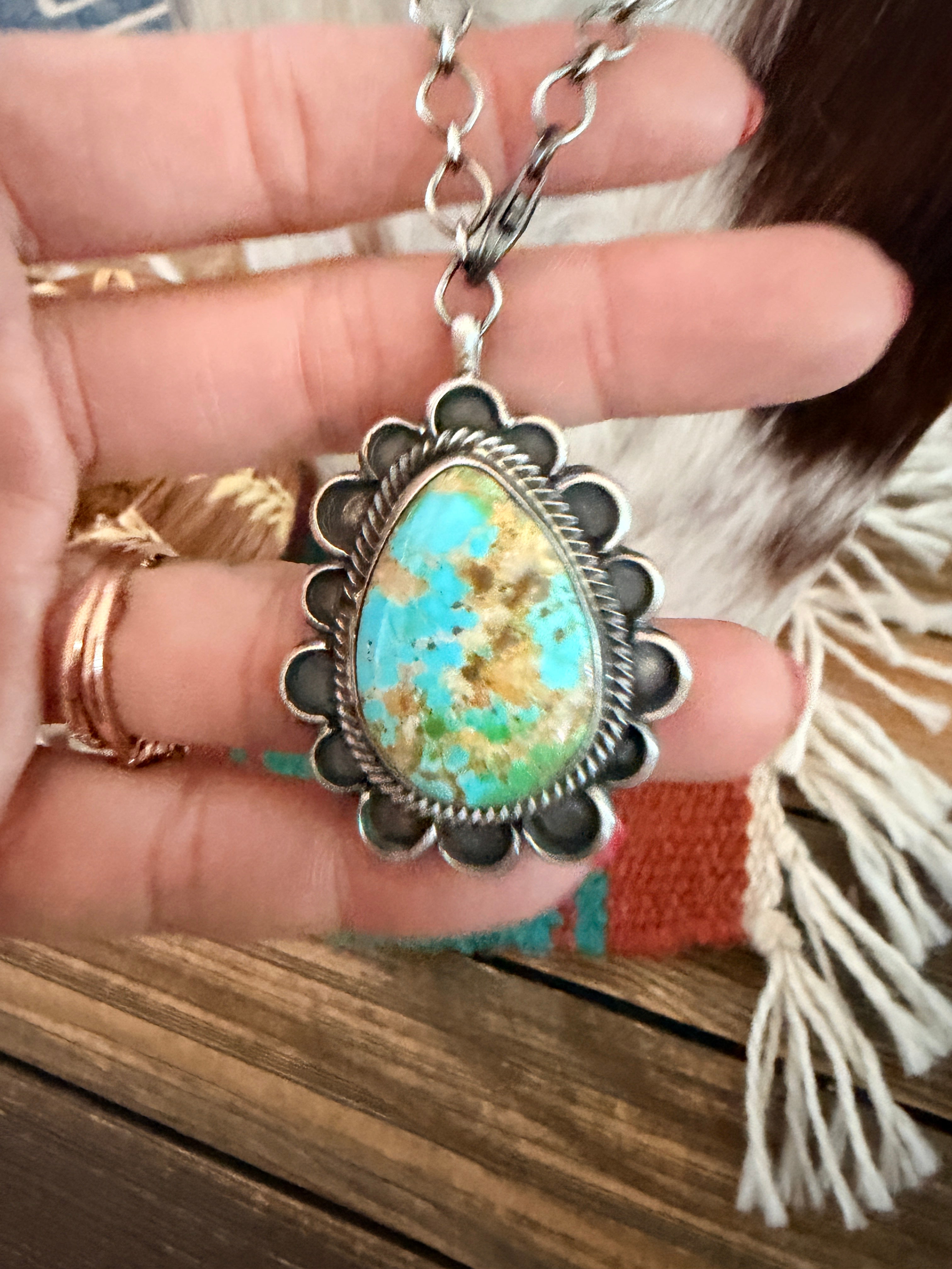 Handcrafted Royston Turquoise & Sterling Silver Necklace by Sheila Becenti
