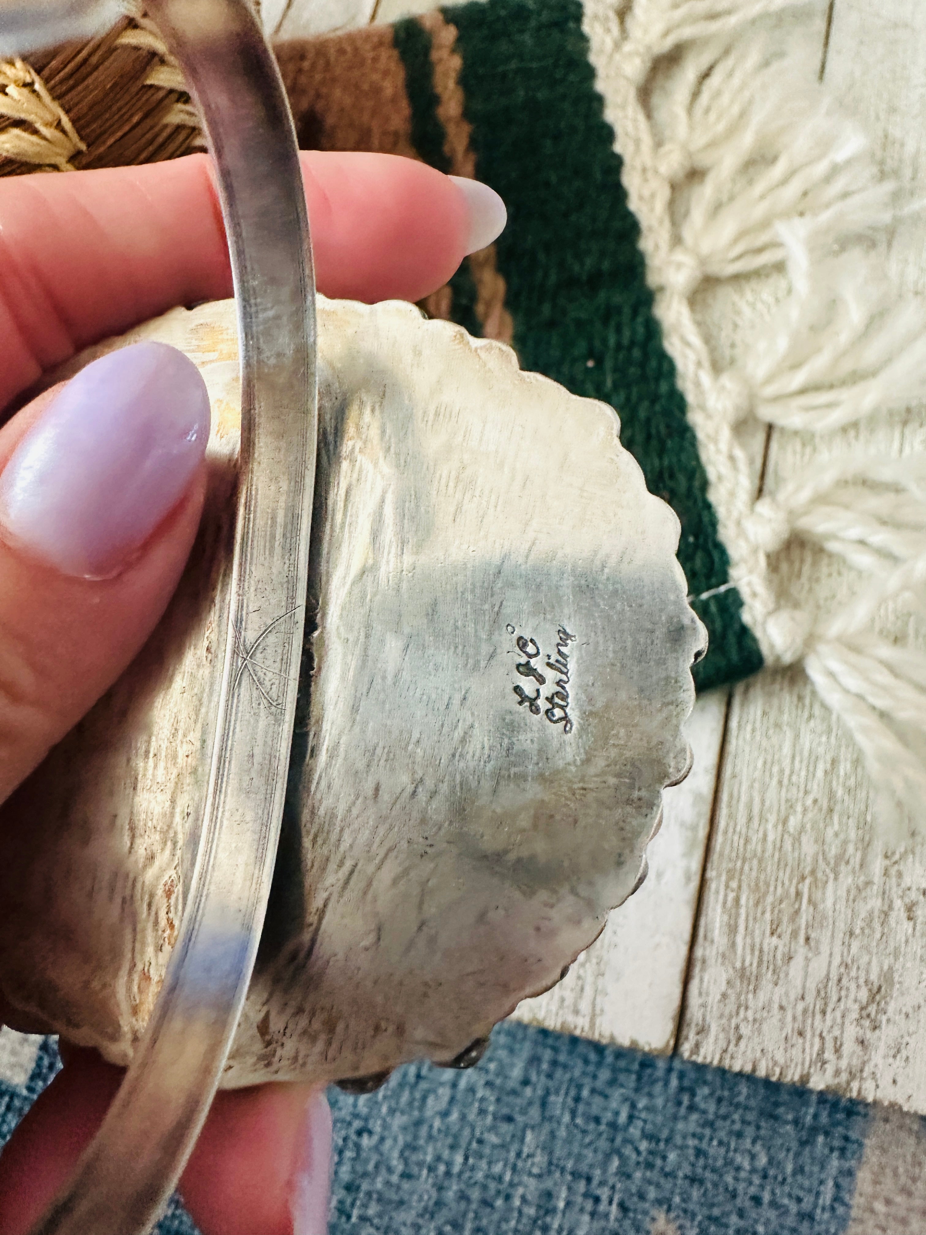 Handcrafted Sterling Silver & Queen Pink Conch Cluster Cuff Bracelet