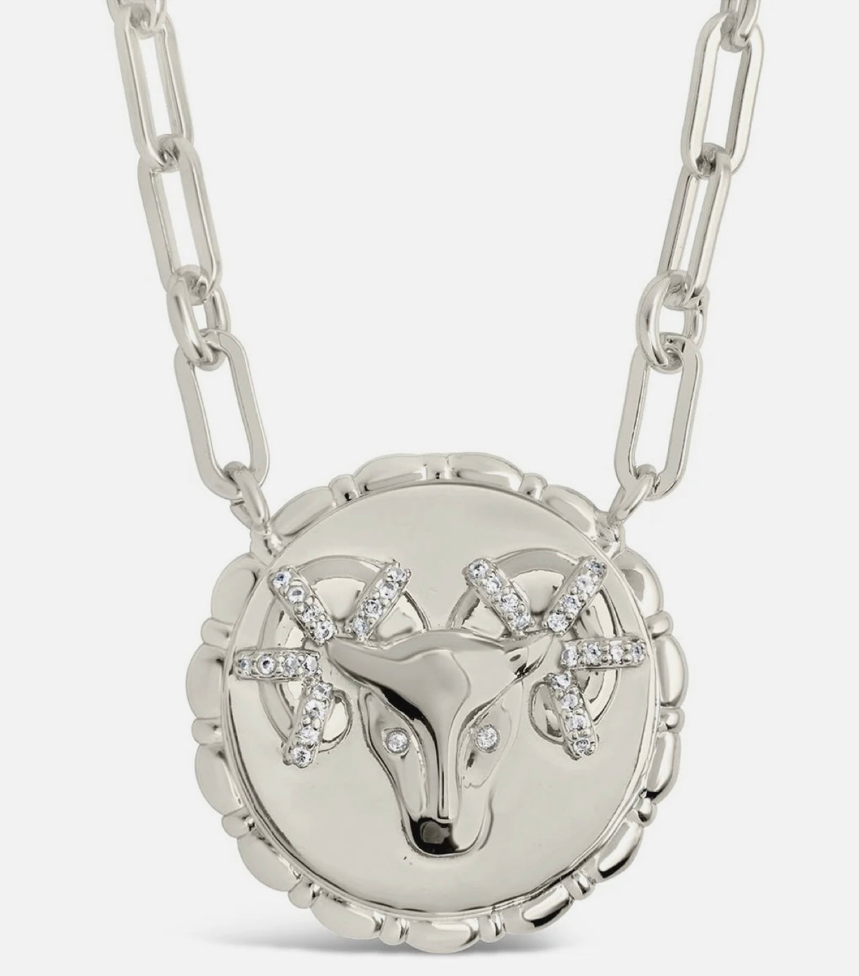 Bold CZ Zodiac Link Aries Necklace