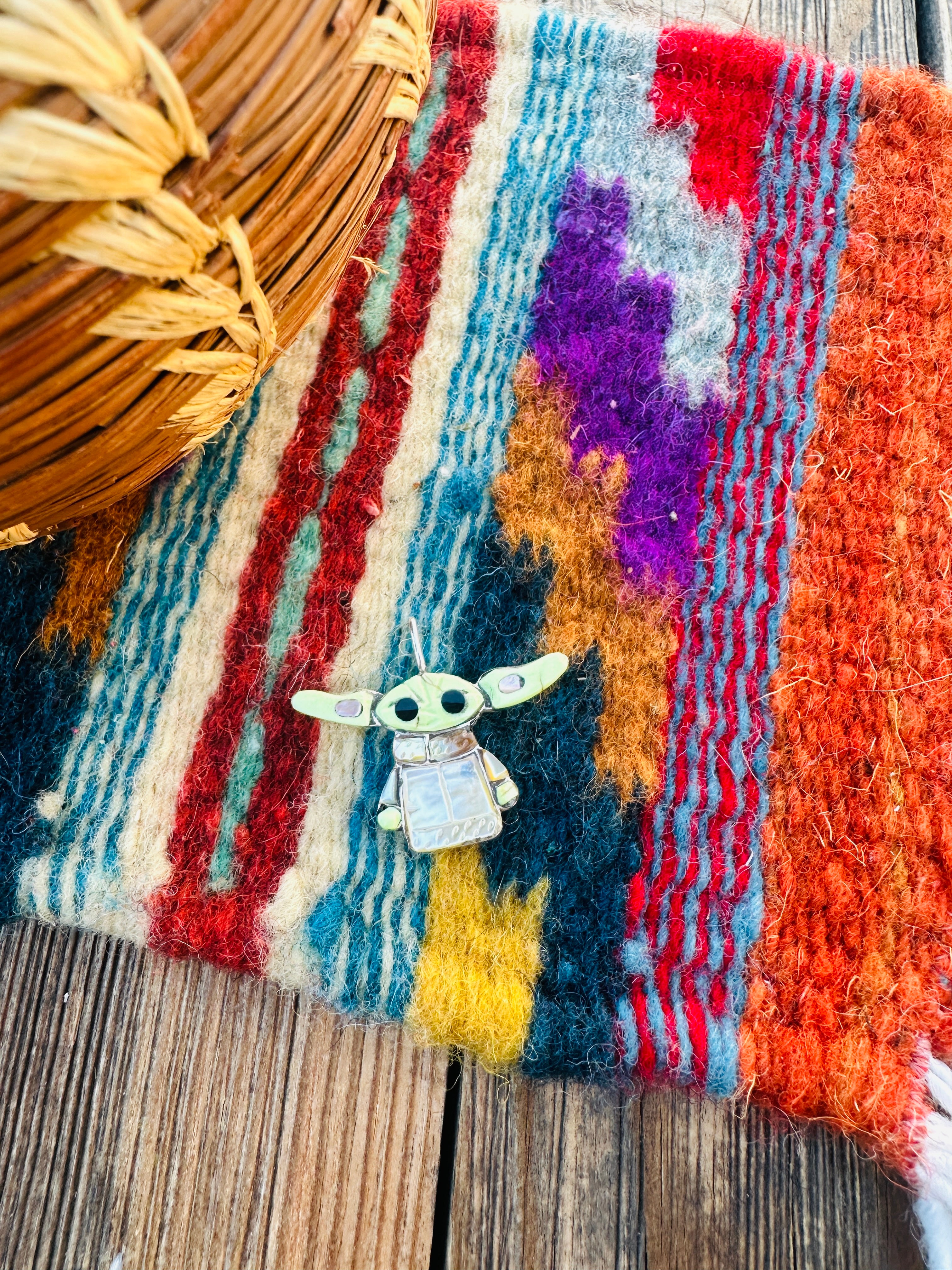 Handcrafted Sterling Silver and Multi Stone Character Pendant