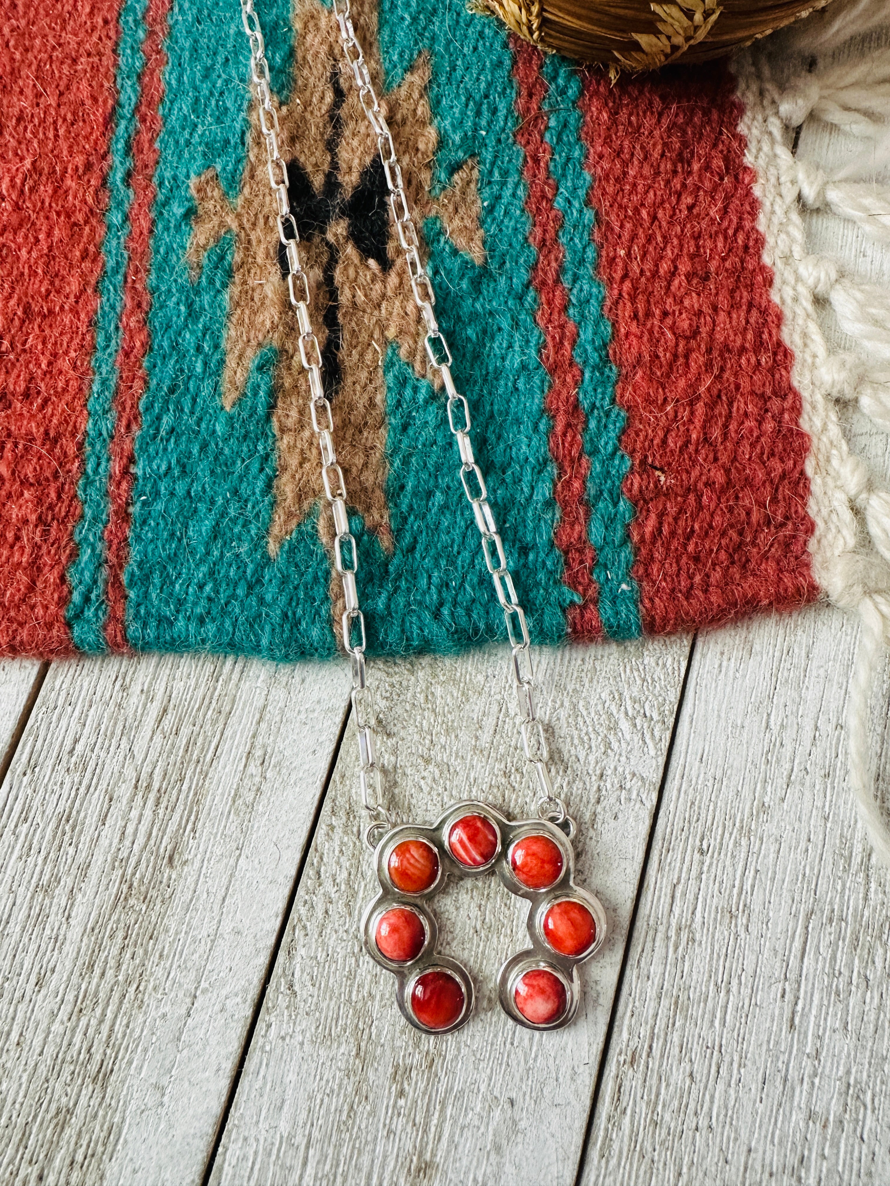 Handcrafted Sterling Silver & Orange Spiny Naja Necklace