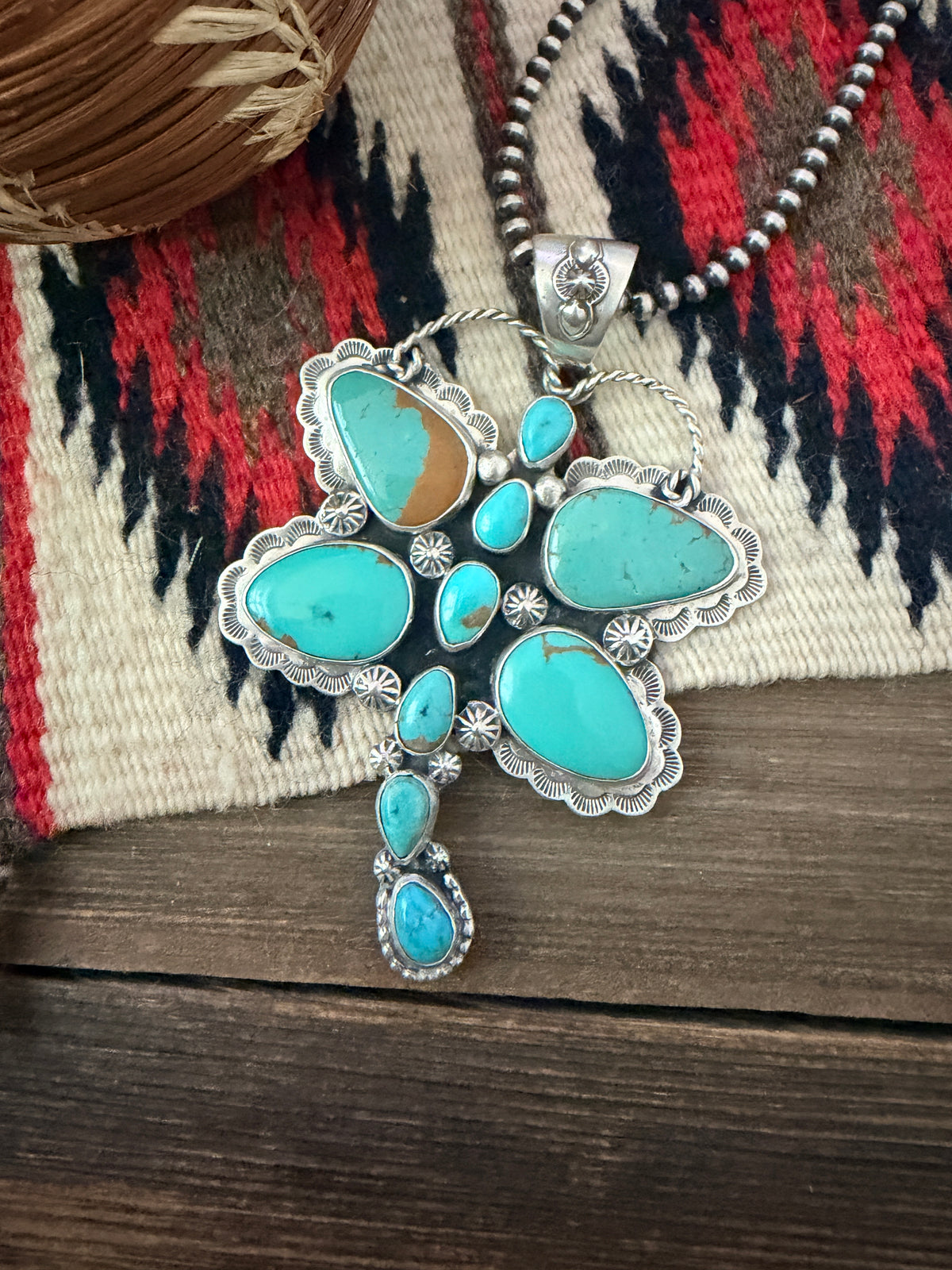 Handcrafted Sterling Silver & Turquoise Dragonfly Pendant by Alice McShirley