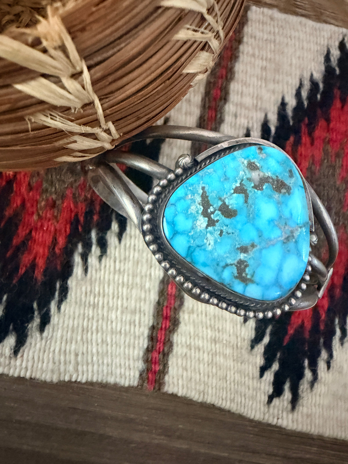 Handcrafted Turquoise & Sterling Silver Cuff Bracelet by Sheila Becenti
